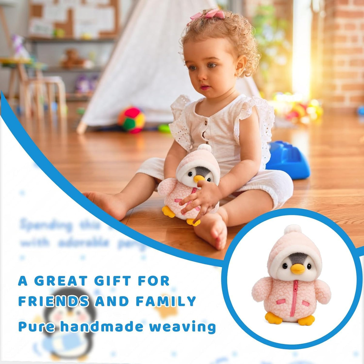 KASTWAVE Pink Penguin Plush Plaything - Soft Cuddly Stuffed Animal for Kids & Adults, Adorable Companion for Birthday, Christmas & Gift Giving (25cm)