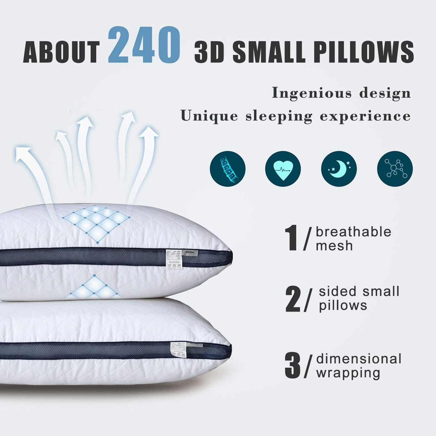 Meoflaw Pillows for Sleeping (2-Pack), Luxury Hotel Pillows Queen Size Set of 2,Bed Pillows for Side and Back Sleeper (Queen) - Medaid International