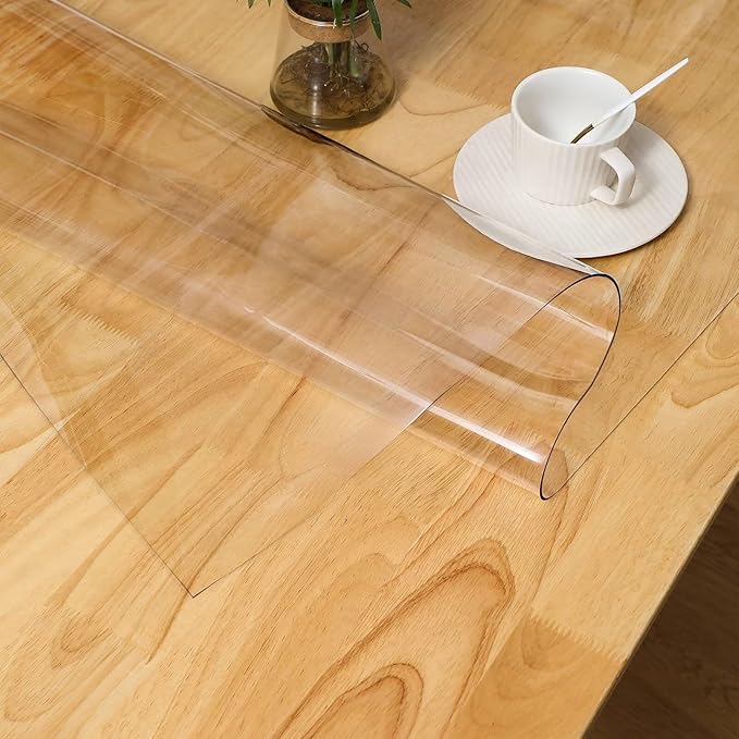 غطاء طاولة شفاف PVC سميك – 106×183 سم – قابل للقص ومقاوم للماء