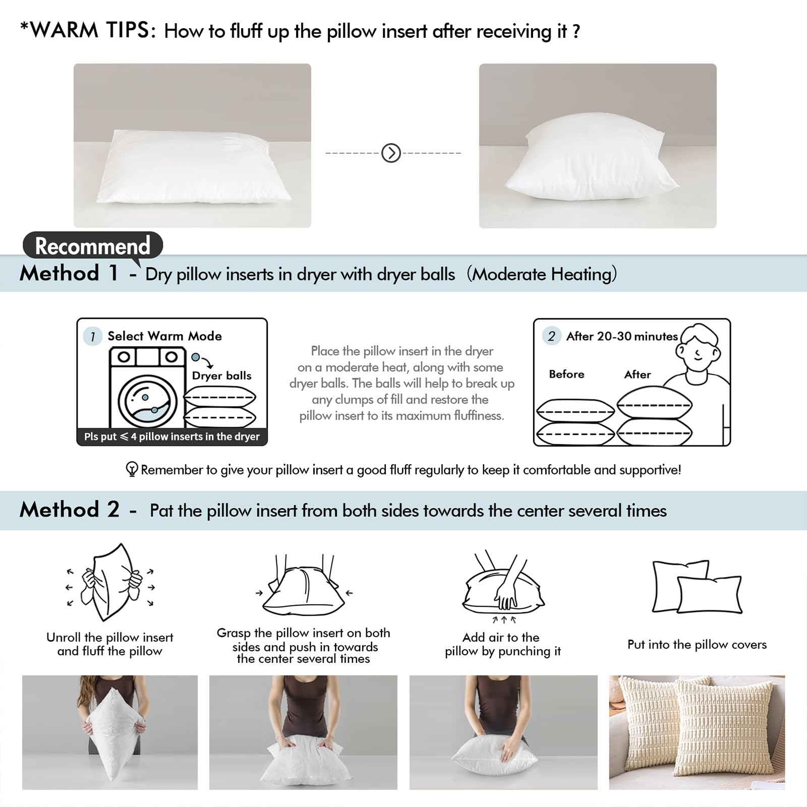MIULEE 18x18 Pillow Inserts,Set of 2 100% Virgin Microfiber with Cotton Cover Throw Pillows for Couch Sofa and Bed - Medaid International