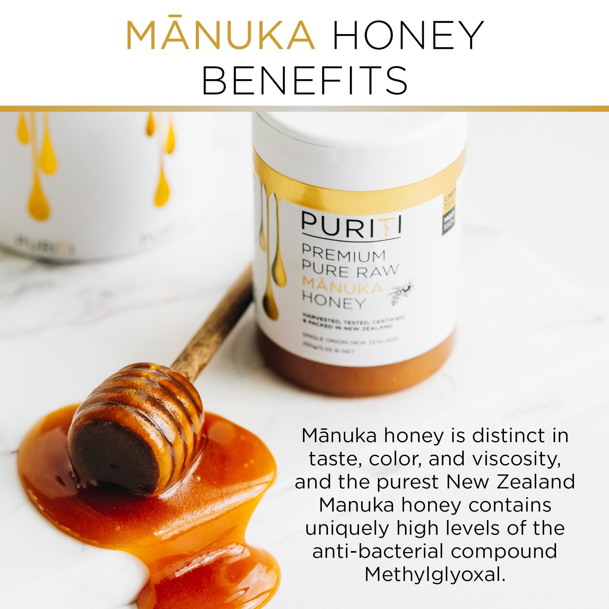 PURITI Manuka Honey MGO 550+ / UMF 15+ | 100% Pure Genuine Raw Manuka Honey | 8.8 Oz / 250g | Harvested, Tested, Certified and Packed in New Zealand - Medaid International