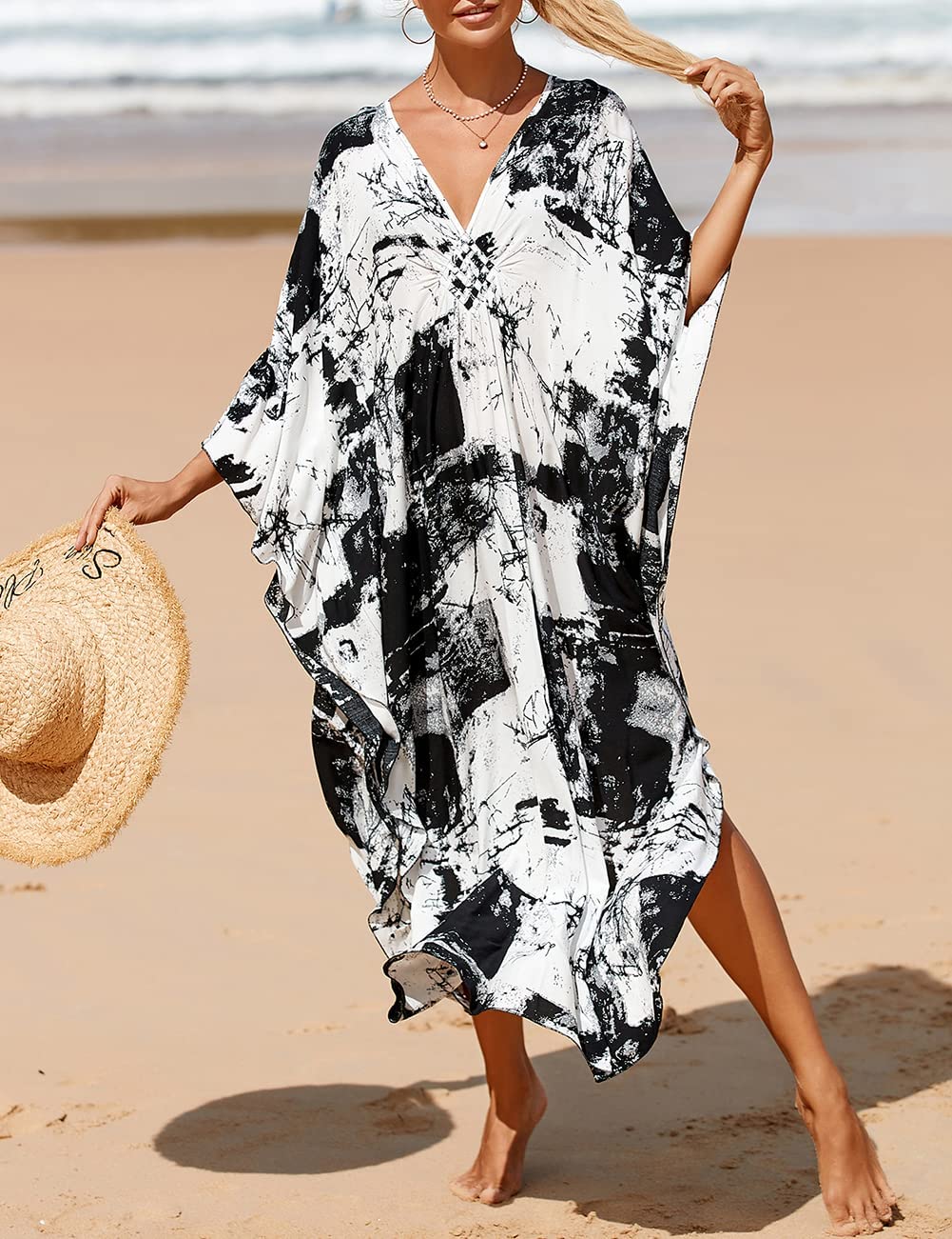 KASTWAVE Maxi Bohemian Dress, Kimono, Beach Coverup