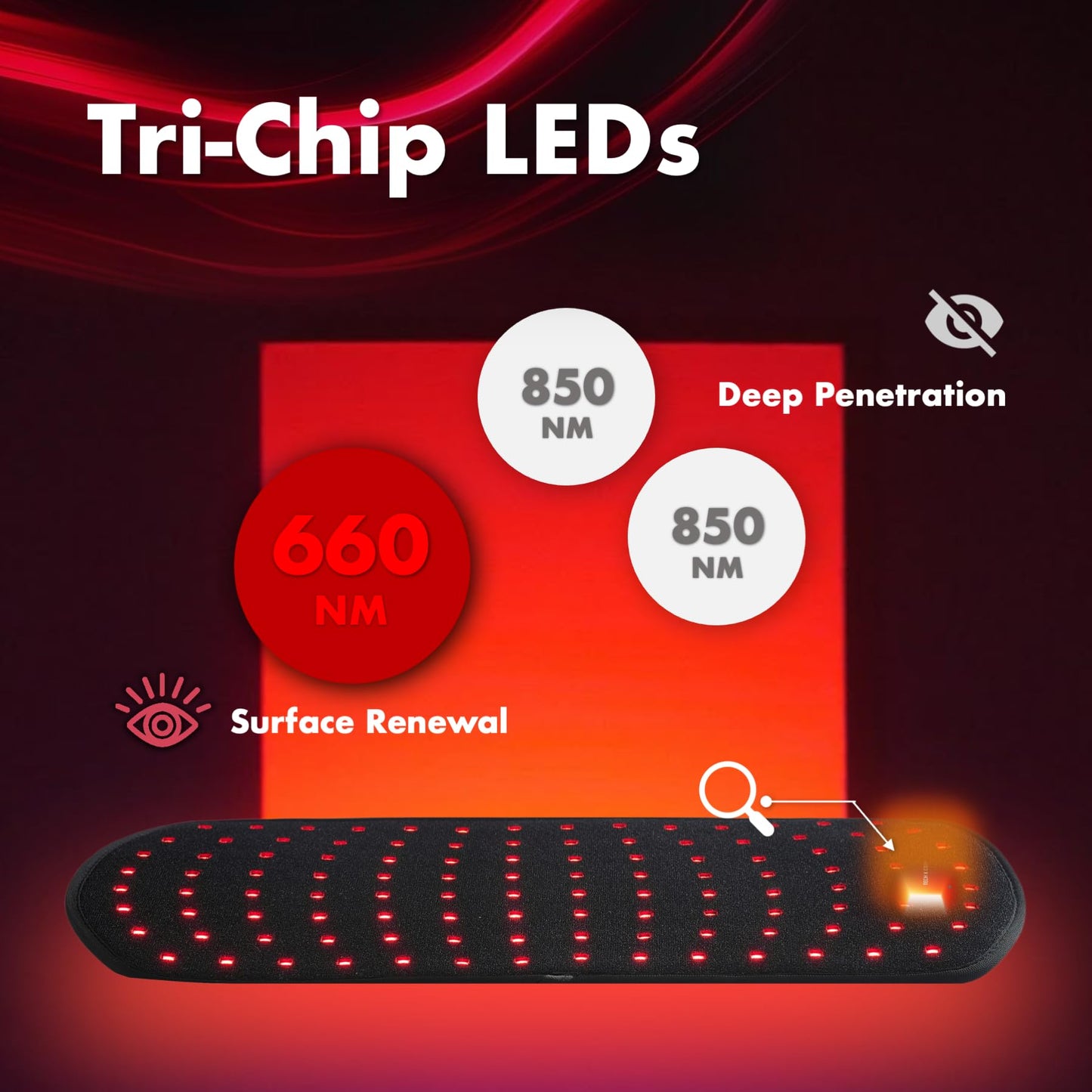 ALLOLO Red Light Therapy for Body, 16.7"*7.9" 660nm&850nm Infrared Red Light Therapy Belt with Pulse for Back Waist Muscle Pain Relief, 3-in-1 LED Bead with Controller Timer Gift for Women Men - Medaid International
