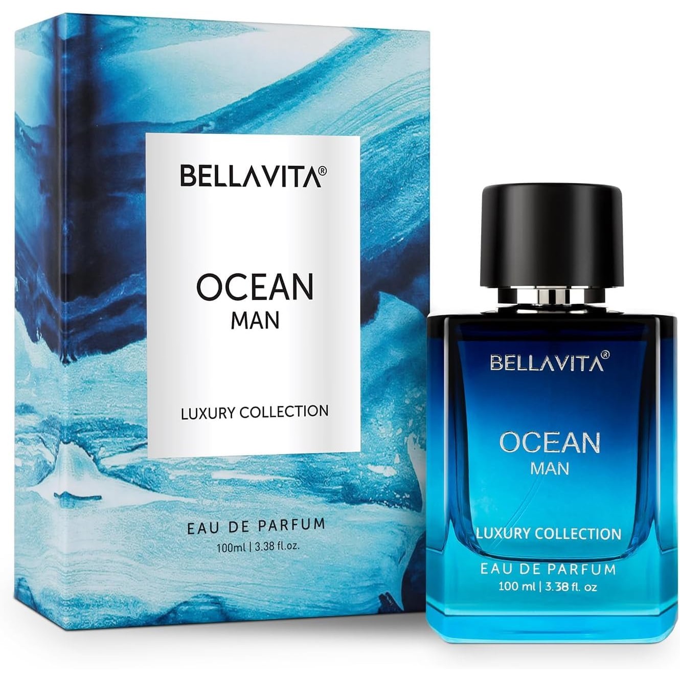 BellaVita Luxury OCEAN Eau de Perfume for Men (100ml) | Fresh Aquatic Fragrance | Notes: Aqueous, Bergamot, Orchid & Jasmine | Masculine Aromatic Fragrance | Mens Parfum Gift - Medaid International