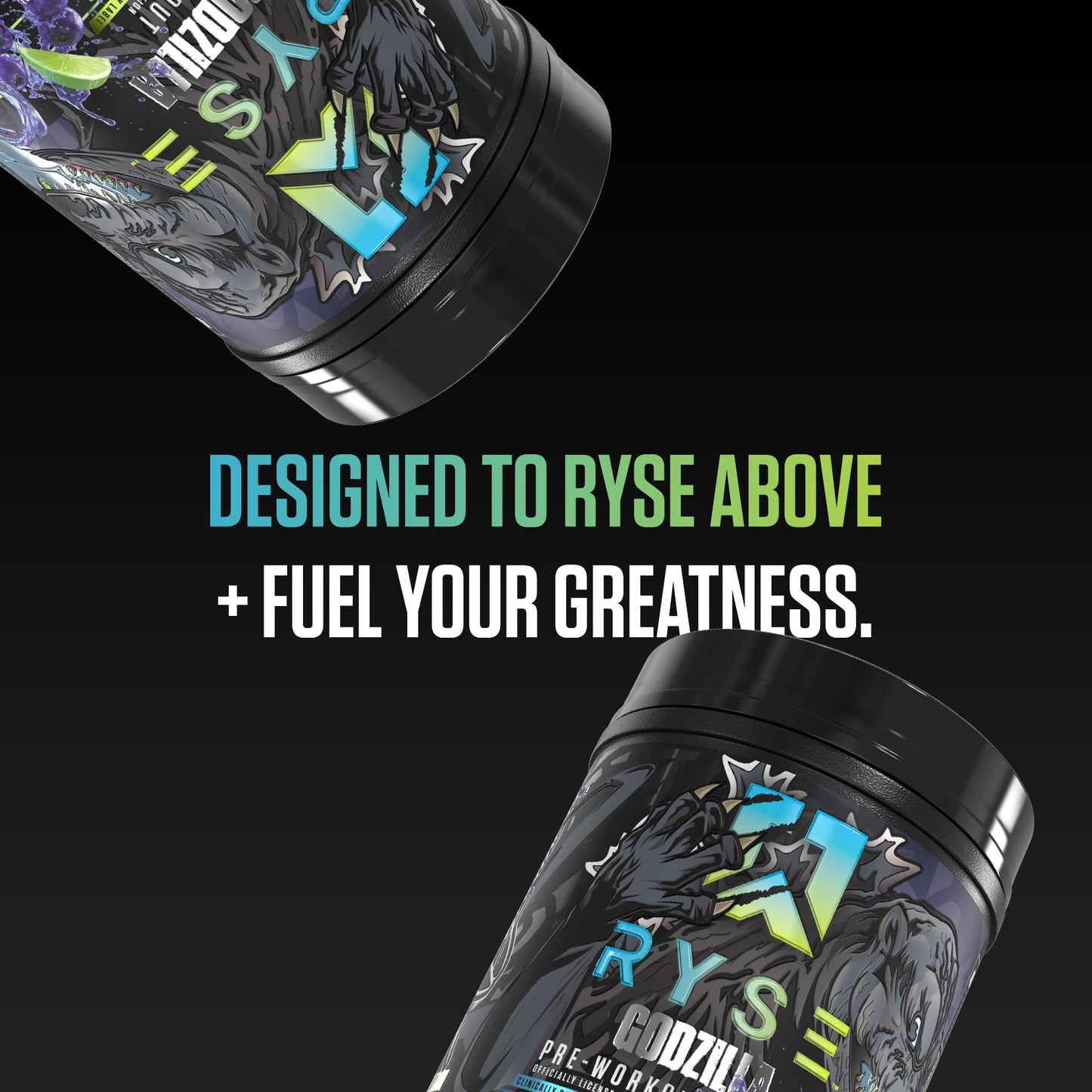 RYSE Godzilla X Noel Deyzel Pre Workout Powder - Monsterberry Lime - 400mg Caffeine, High Stim Pre-Workout for Men & Women with Citrulline & Beta Alanine - Energy, Pump & Focus - 20/40 Servings - Medaid International
