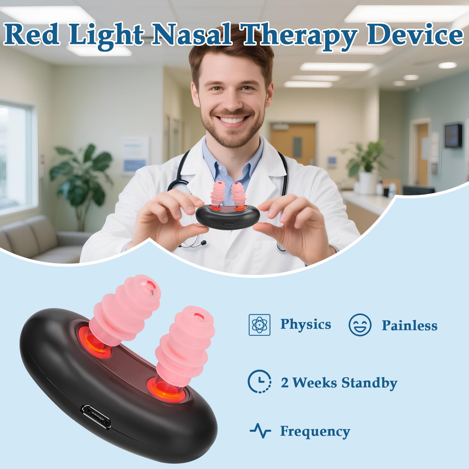 Red Light Nasal Therapy Device, Portable RespiRelief Red Light Therapy Instrument for Nose, Respi-Relief Nasal Soothing Device - Medaid International