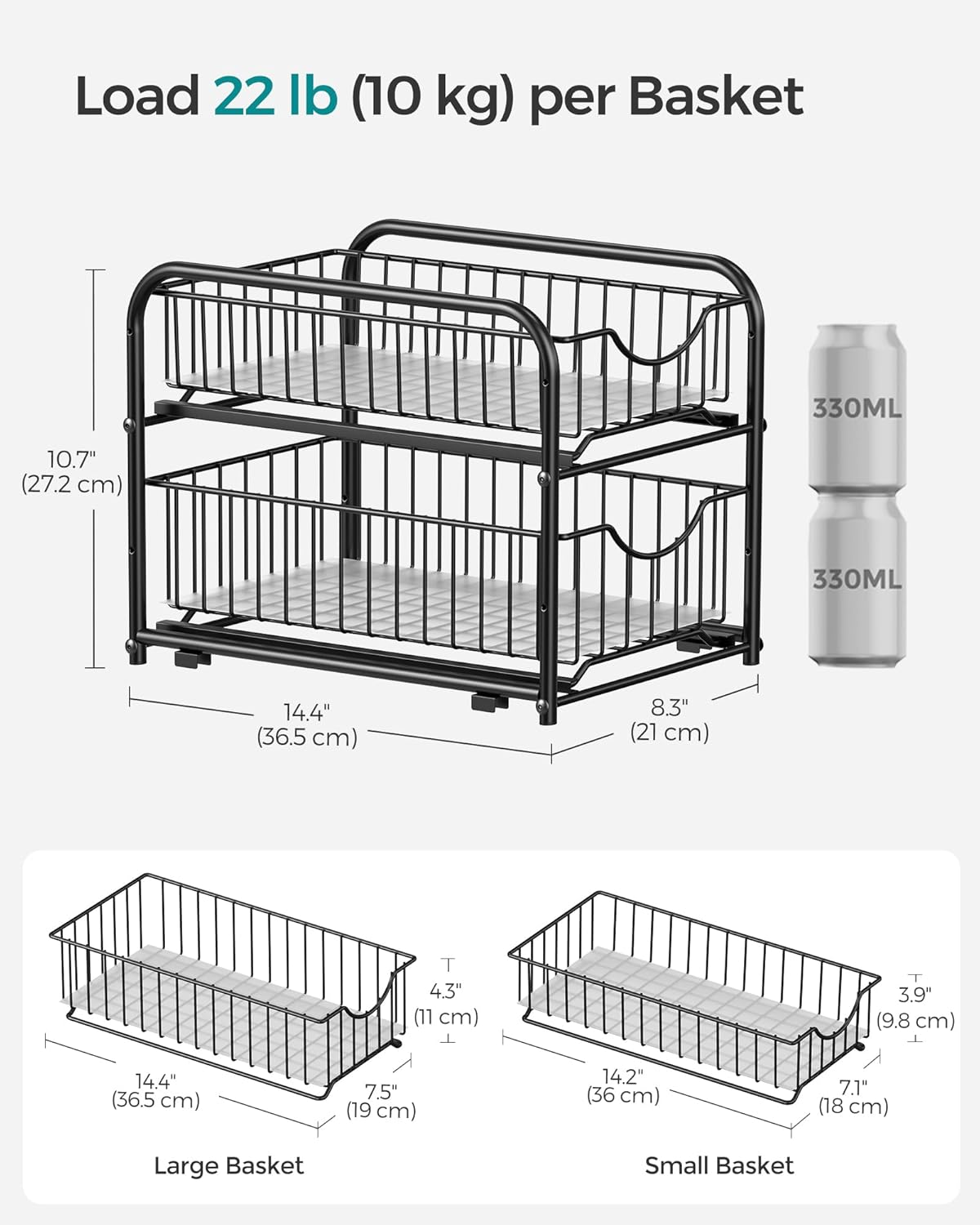 SONGMICS 2-Tier Pull Out Cabinet Organizer
