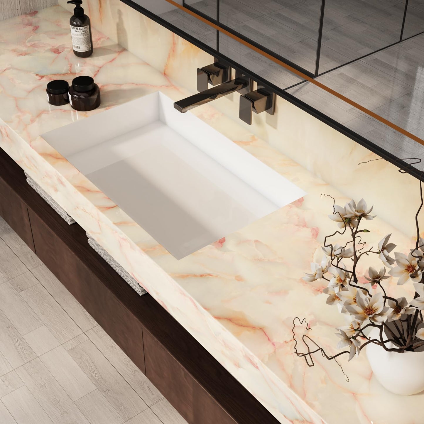 VEELIKE 15.74''x118.11'' Gold Pink Marble Contact Paper Wallpaper Stick and Peel Self Adhesive Removable Waterproof Wall Covering for Table Countertop Cabinet Drawer - Medaid International