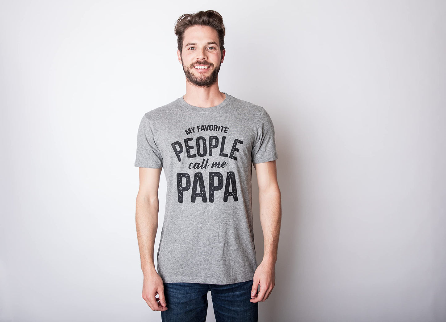 Crazy Dog Mens My Favorite People Call Me Papa T Shirt Funny Cute Humor Tee Fathers Day Family Shirt Best Dad Ever Tshirt Dark Heather Grey 3XL - Medaid International