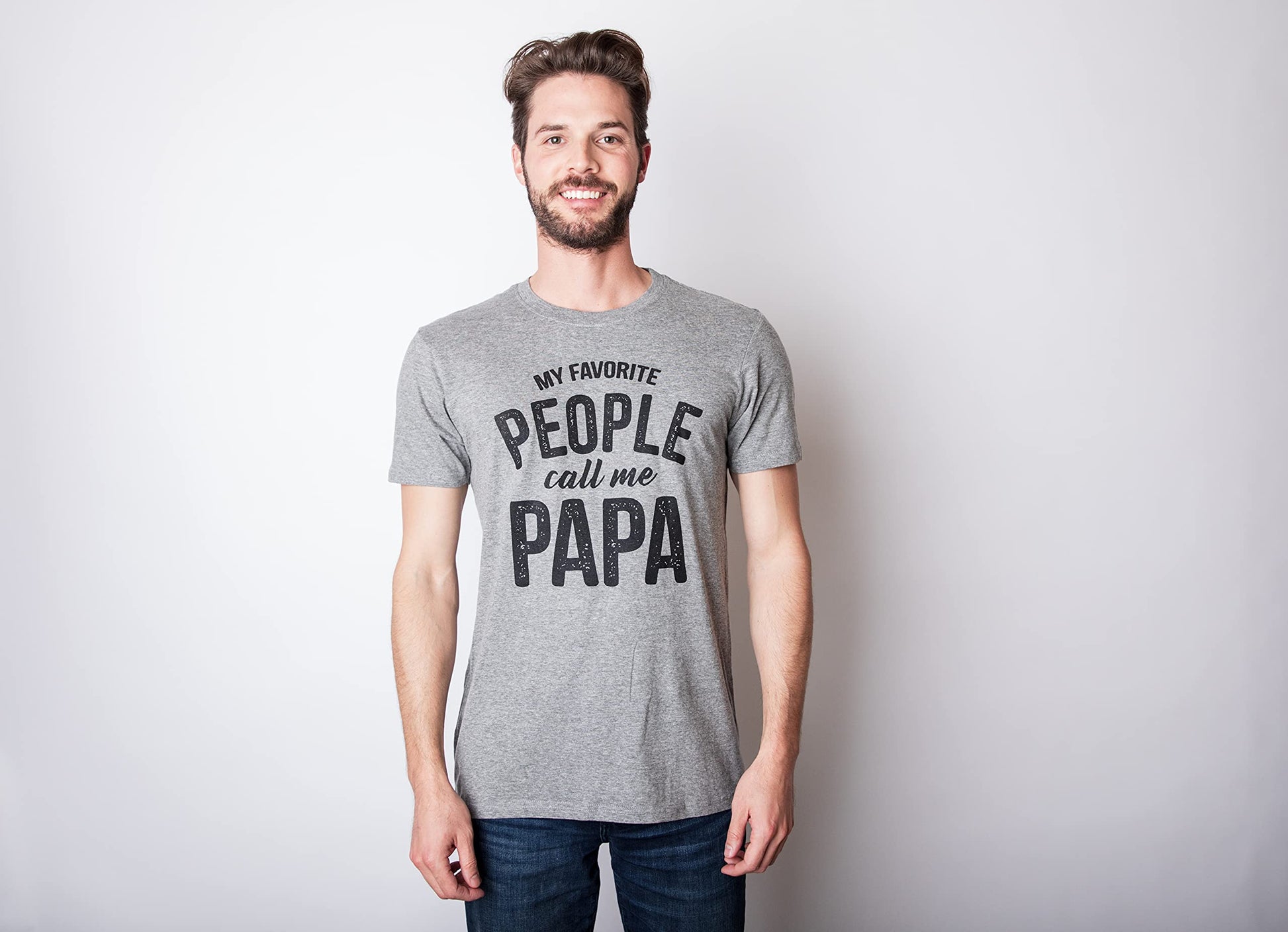 Crazy Dog Mens My Favorite People Call Me Papa T Shirt Funny Cute Humor Tee Fathers Day Family Shirt Best Dad Ever Tshirt Dark Heather Grey 3XL - Medaid International