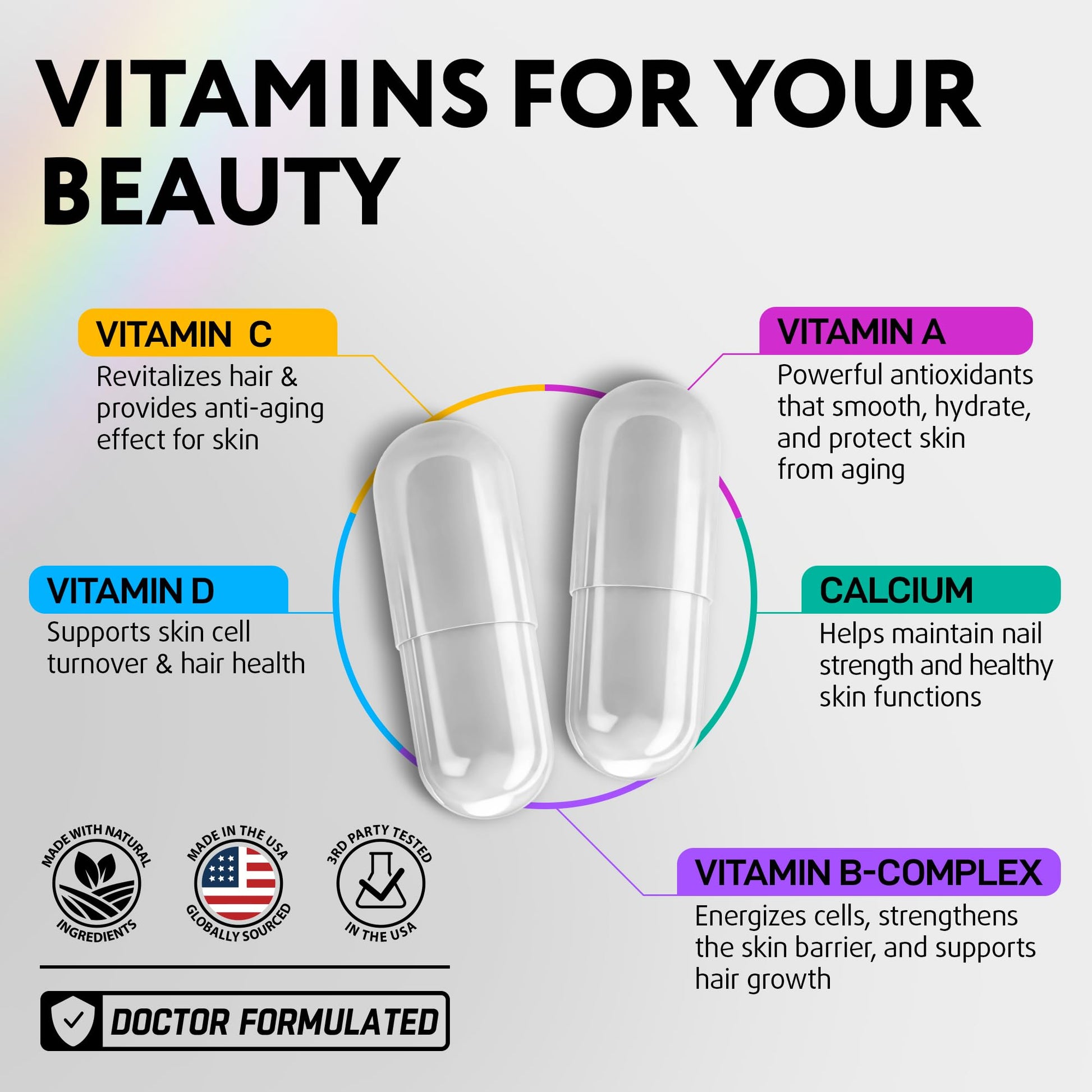 Biotin for Hair Growth Women & Men with Keratin, Collagen Complex 30000 mcg – Capsules for Hair Loss & Stronger Thickness – Skin & Nails Vitamins, Biotin 10000mcg and Collagen Supplements - 60 Pills - Medaid International