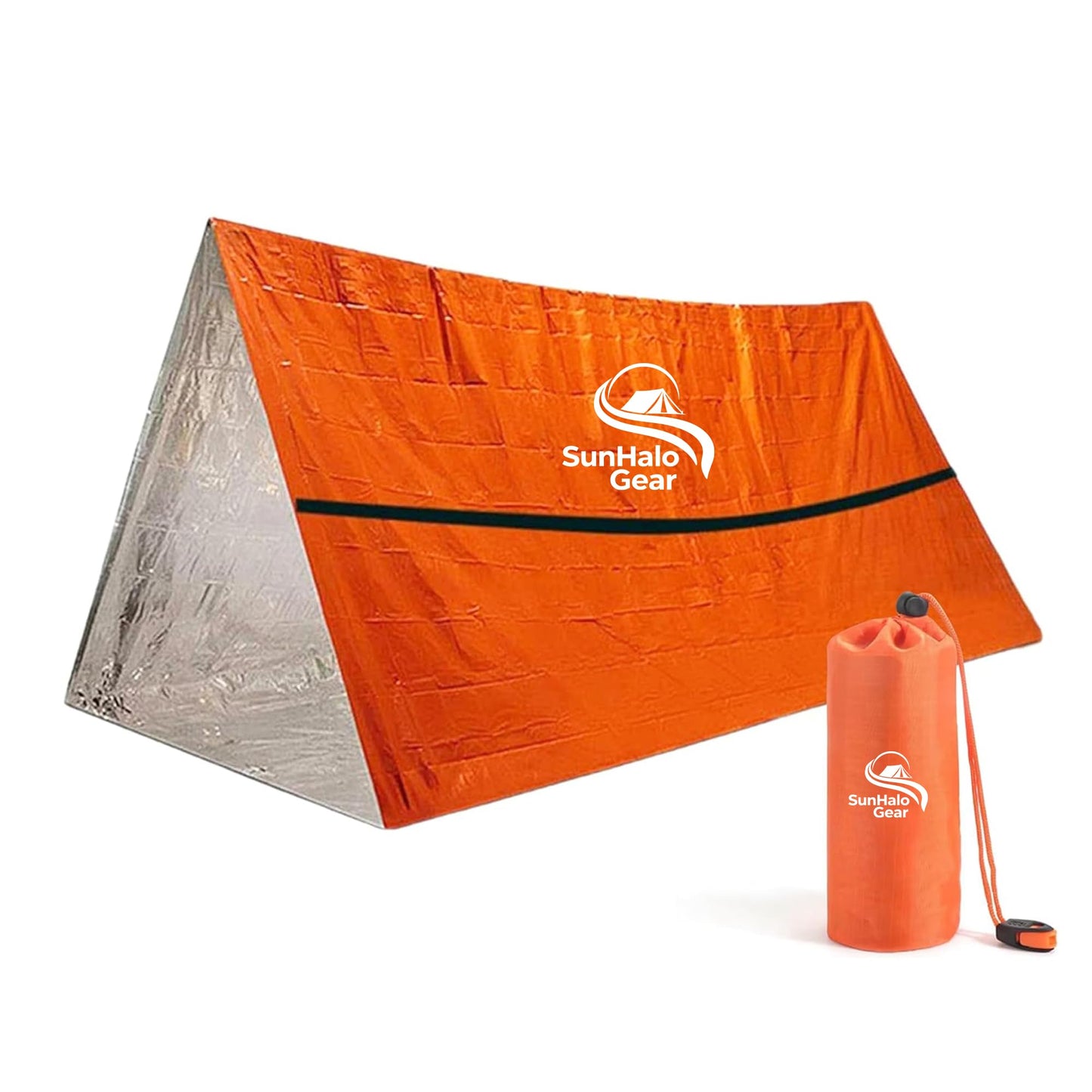 SunHalo Gear Emergency Survival Tent Shelter, 1 or 2 Person Emergency Tent with Emergency Whistle Emergency Shelter,Life Tube Tent for Camping,Hiking, Backpacking