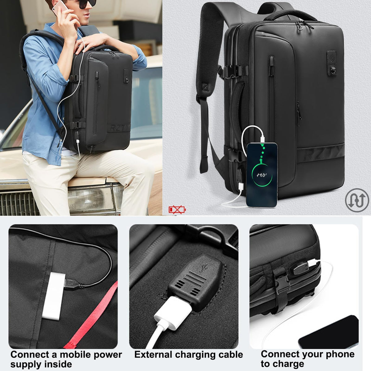 TERRIFI Travel Backpack with Vacuum System, Vacpack Backpack, 16 Gallon Expandable Backpack with Sealed Compression System for Travel (Black)