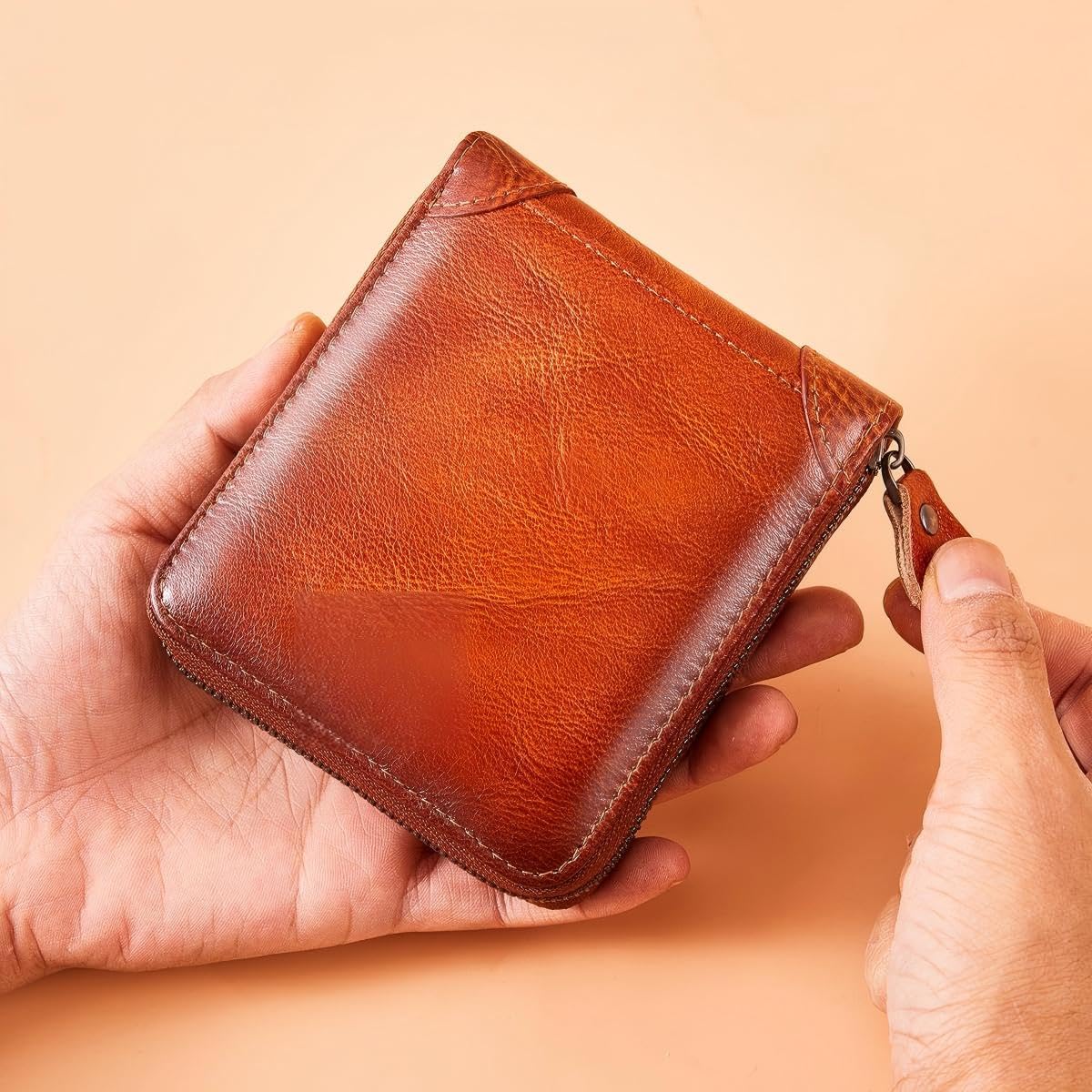 KASTWAVE Men's Genuine Leather Wallet RFID Blocking Protection, Large Capacity Bifold Multi-card Leather Wallets and Coin Purse for Men Gift for Him