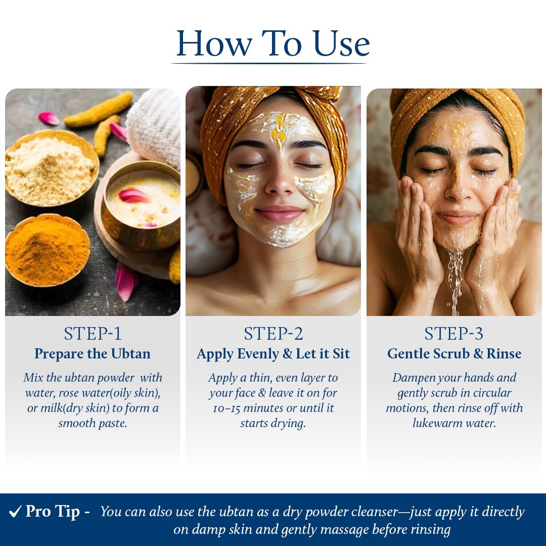Blue Nectar Turmeric Ubtan Powder for Glowing Skin | Ayurvedic Ubtan Face Pack for Skin Brightening | Tan Removal Face Pack for Women & Men with Multani Mitti Powder | (3.5 Oz, 9 Herbs) - Medaid International