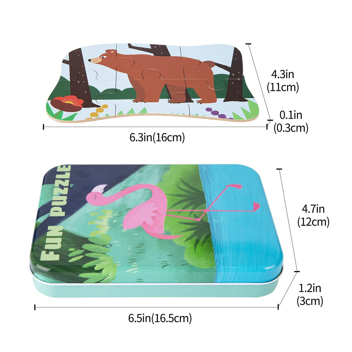 KASTWAVE Flamingo Puzzles for 3 4 5 6 Year Olds, 5-in-1 Dinosaur Jigsaw Puzzles with Iron Box for Storage, Dinosaur Toys Gifts for Boys, Girls, Kids and Children (Astronaut Jigsaw)