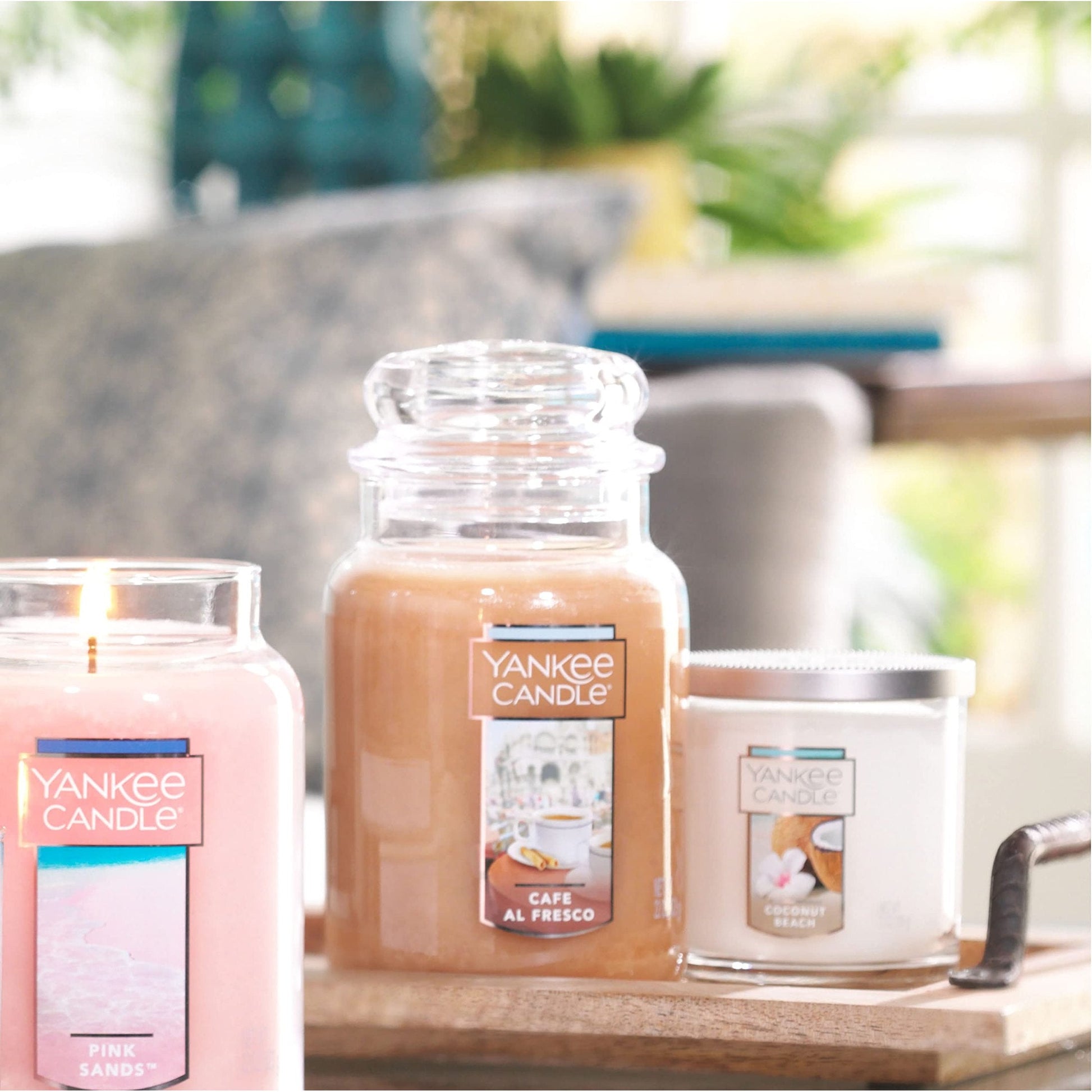 Yankee Candle Café al Fresco Scented, Classic 22oz Large Jar Single Wick Candle, Over 110 Hours of Burn Time - Medaid International