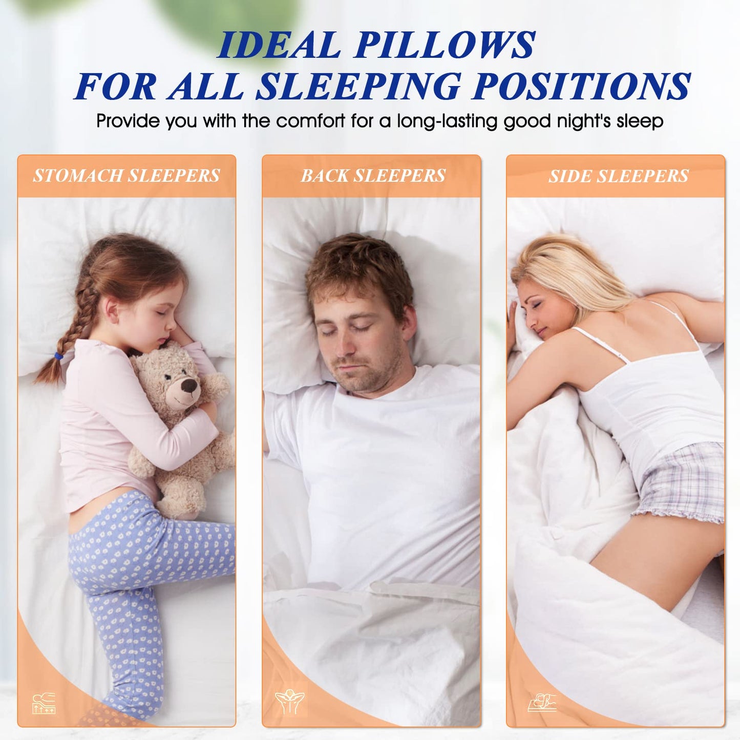 MZOIMZO Bed Pillows for Sleeping- Medium Soft, Queen Size Set of 2, Cooling Hotel Quality for Back, Stomach or Side Sleepers - Medaid International