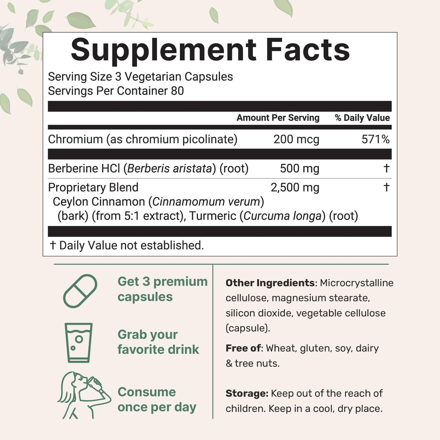 Berberine with Ceylon Cinnamon, Chromium, & Turmeric | 3,000mg Equivalent | 240 Veggie Capsules | High Potency Berberine HCl Root + Cinnamon Bark Extract | Heart Health & Immune Support Supplement* - Medaid International