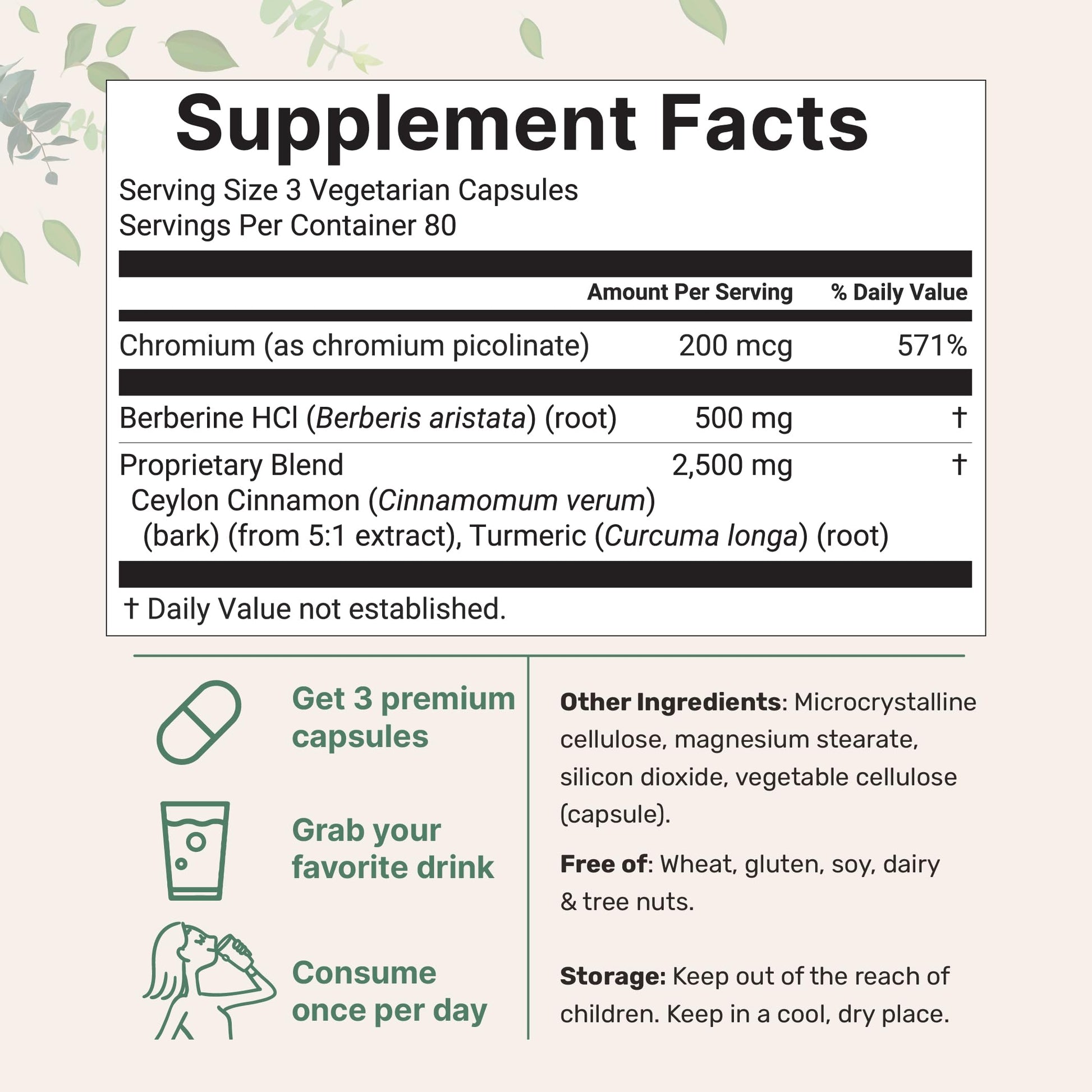 Berberine with Ceylon Cinnamon, Chromium, & Turmeric | 3,000mg Equivalent | 240 Veggie Capsules | High Potency Berberine HCl Root + Cinnamon Bark Extract | Heart Health & Immune Support Supplement* - Medaid International