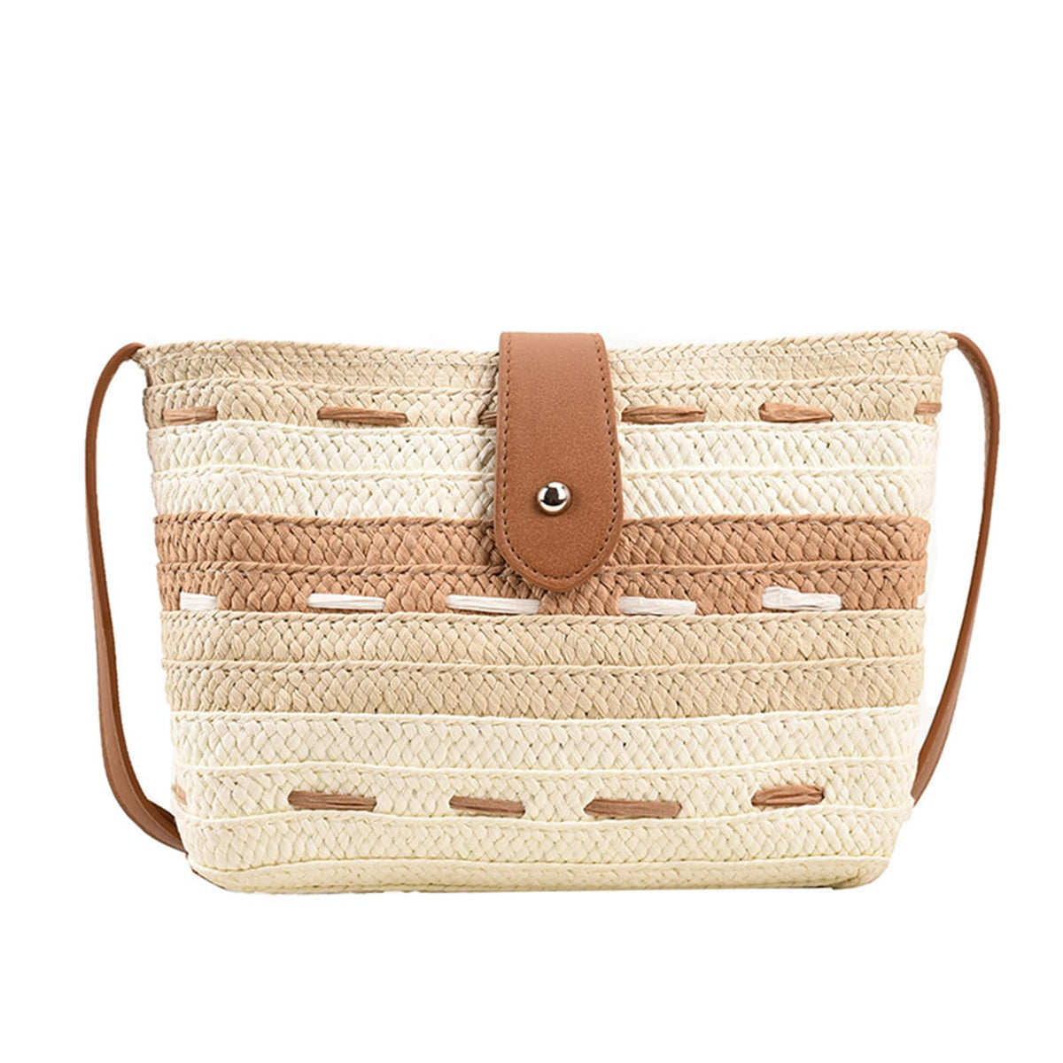 TERRIFI Straw Crossbody Bags for Women, Summer Straw Purse and Handbags, Hand-woven PomPom Straw Crossbody Bag Summer Beach Envelope Purse Wallet