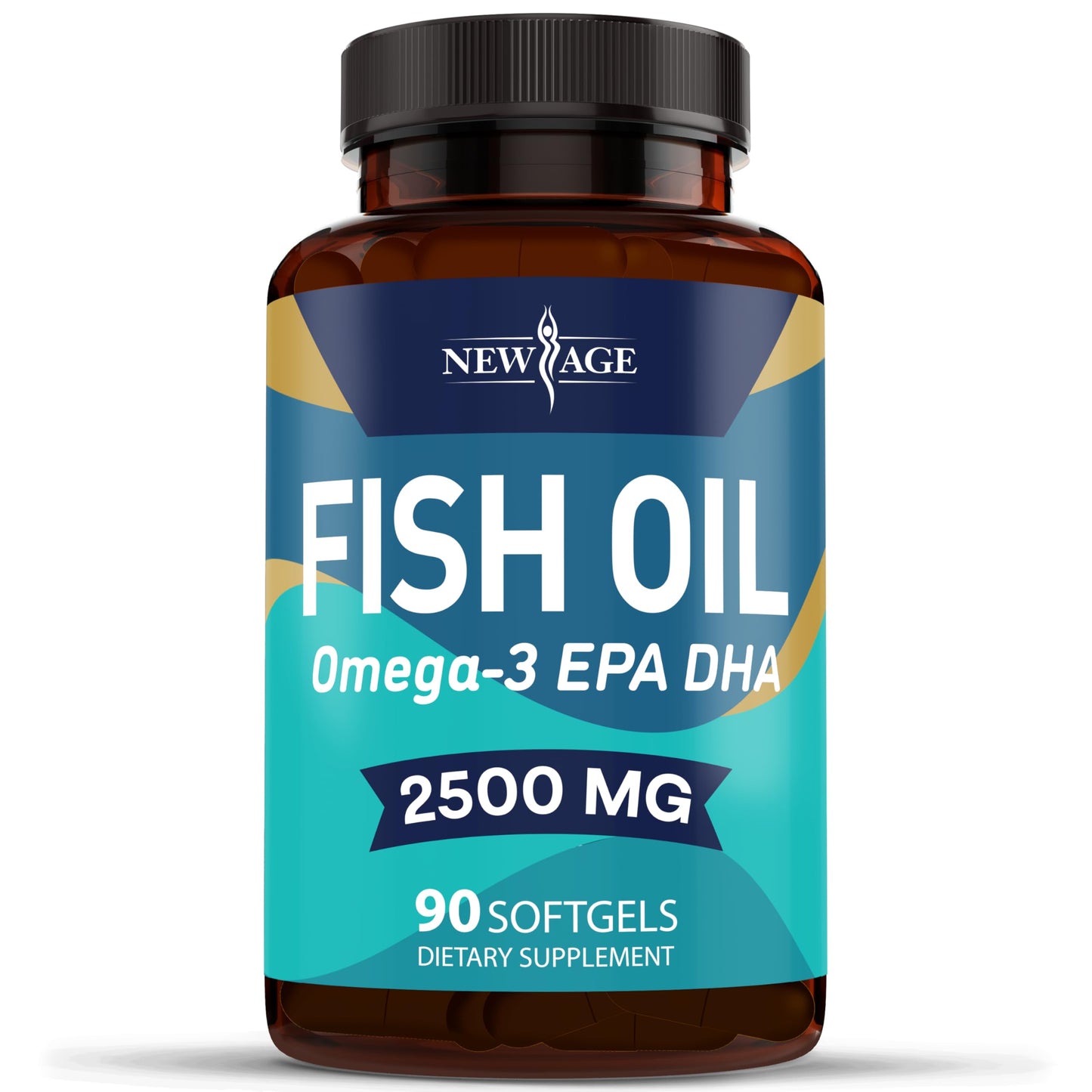 NEW AGE Omega 3 Fish Oil 2500mg Supplement Non GMO - EPA, DHA Fatty Acids Gluten Free (180 Softgels (Pack of 2)) - Medaid International