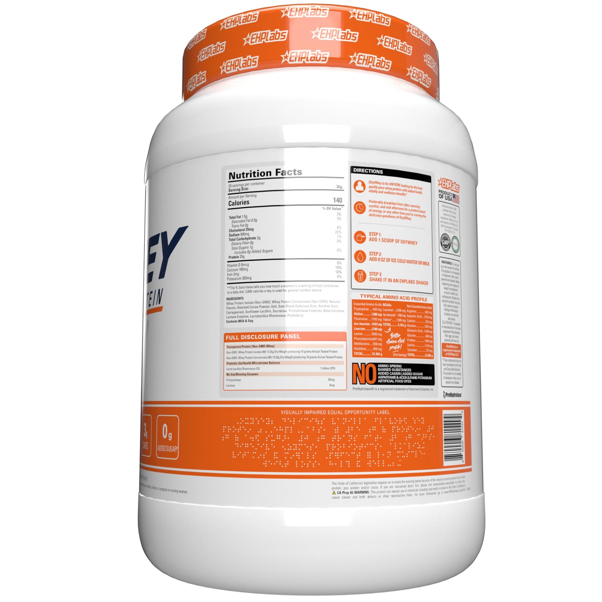EHP Labs OxyWhey Whey Protein Isolate – 25g High Protein, Low Carb, Sugar Free Meal Replacement – Lean Whey Powder for Muscle Recovery – Non-GMO, Gluten Free – 25 Serves – Peanut Butter Puffs - Medaid International