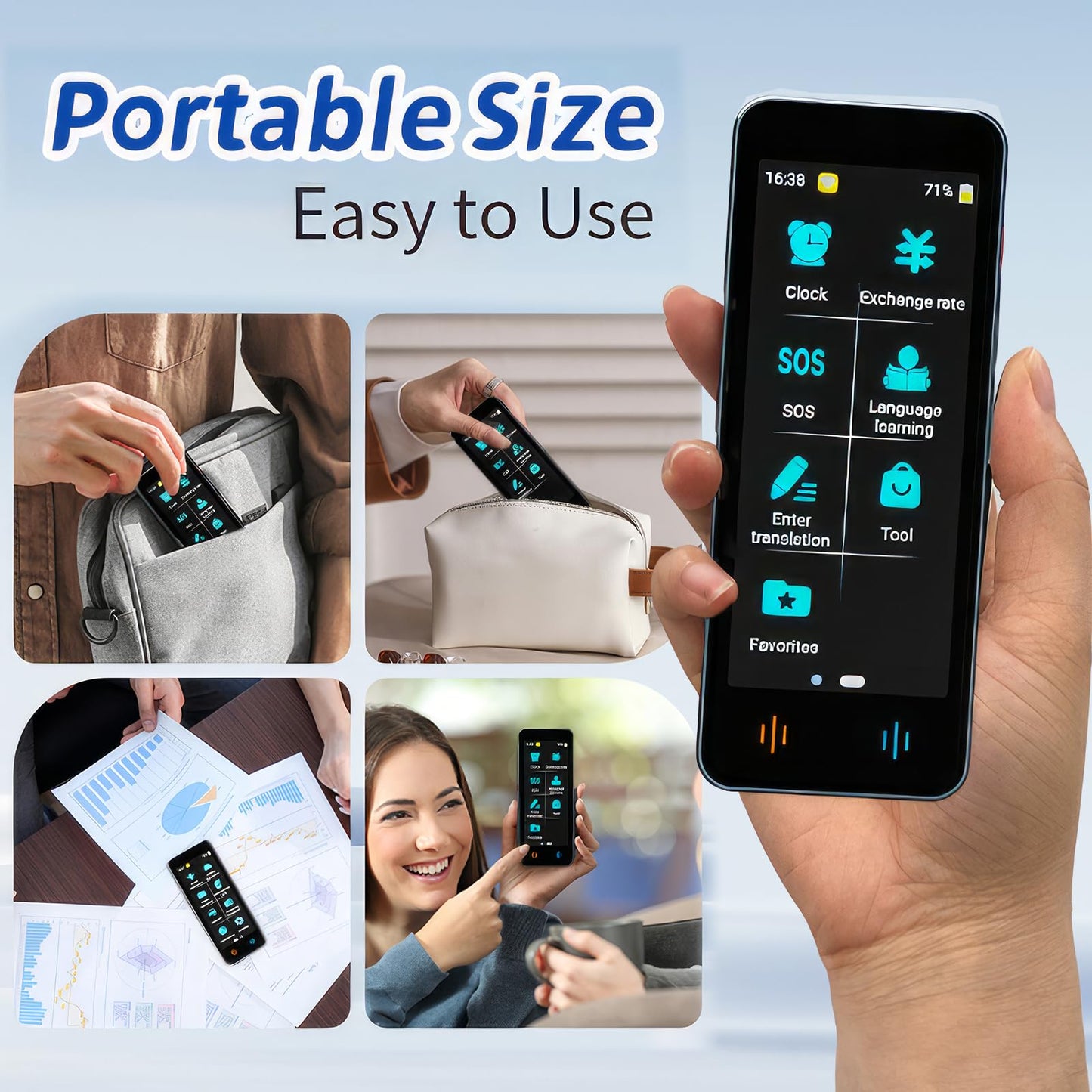 Language Translation Device, Intelligent AI Translator with 142 Languages, Offline Translation and Instant Two-Way Translation, Learn Travel Business Gifts (Gun-Grey) - Medaid International