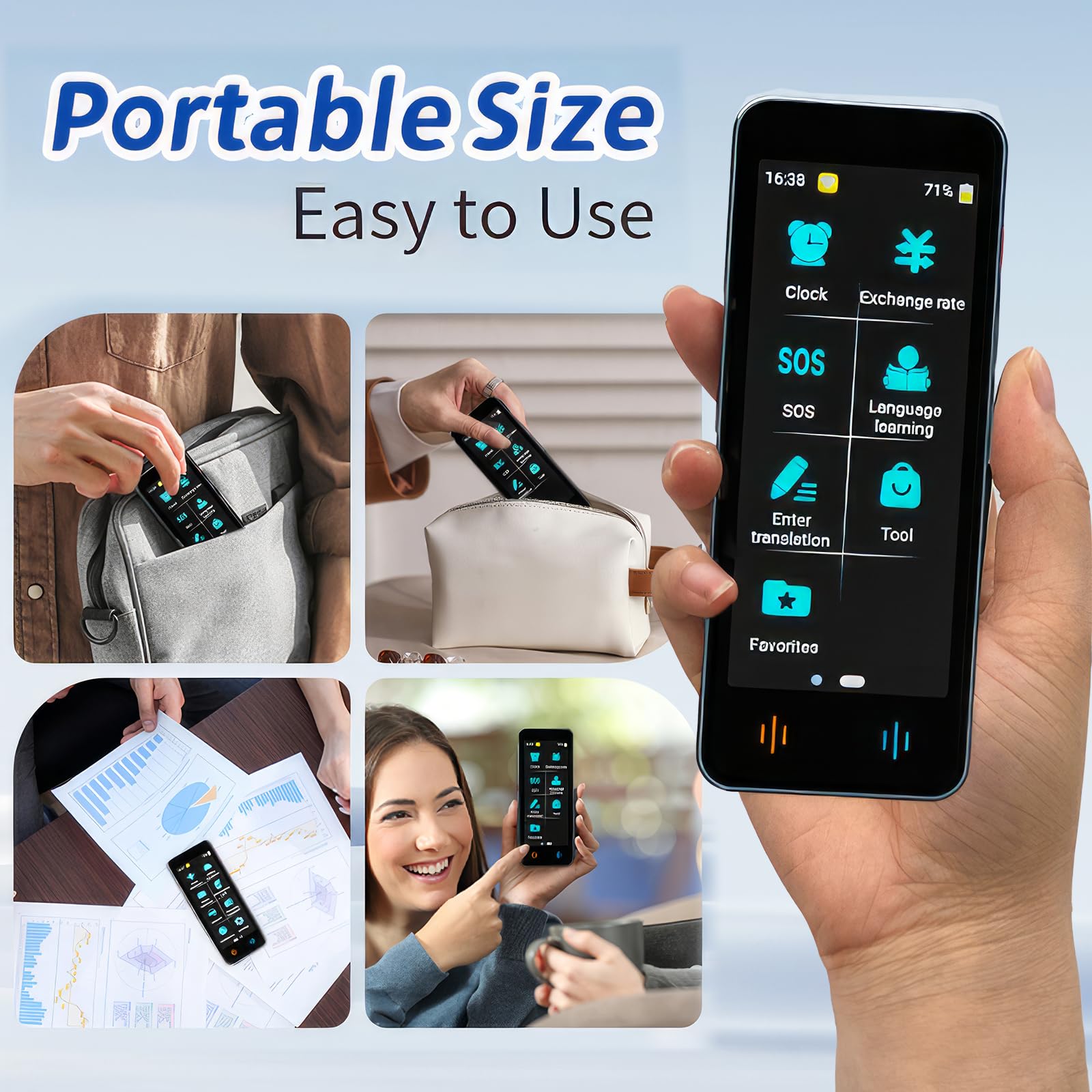 Language Translation Device, Intelligent AI Translator with 142 Languages, Offline Translation and Instant Two-Way Translation, Learn Travel Business Gifts (Gun-Grey) - Medaid International
