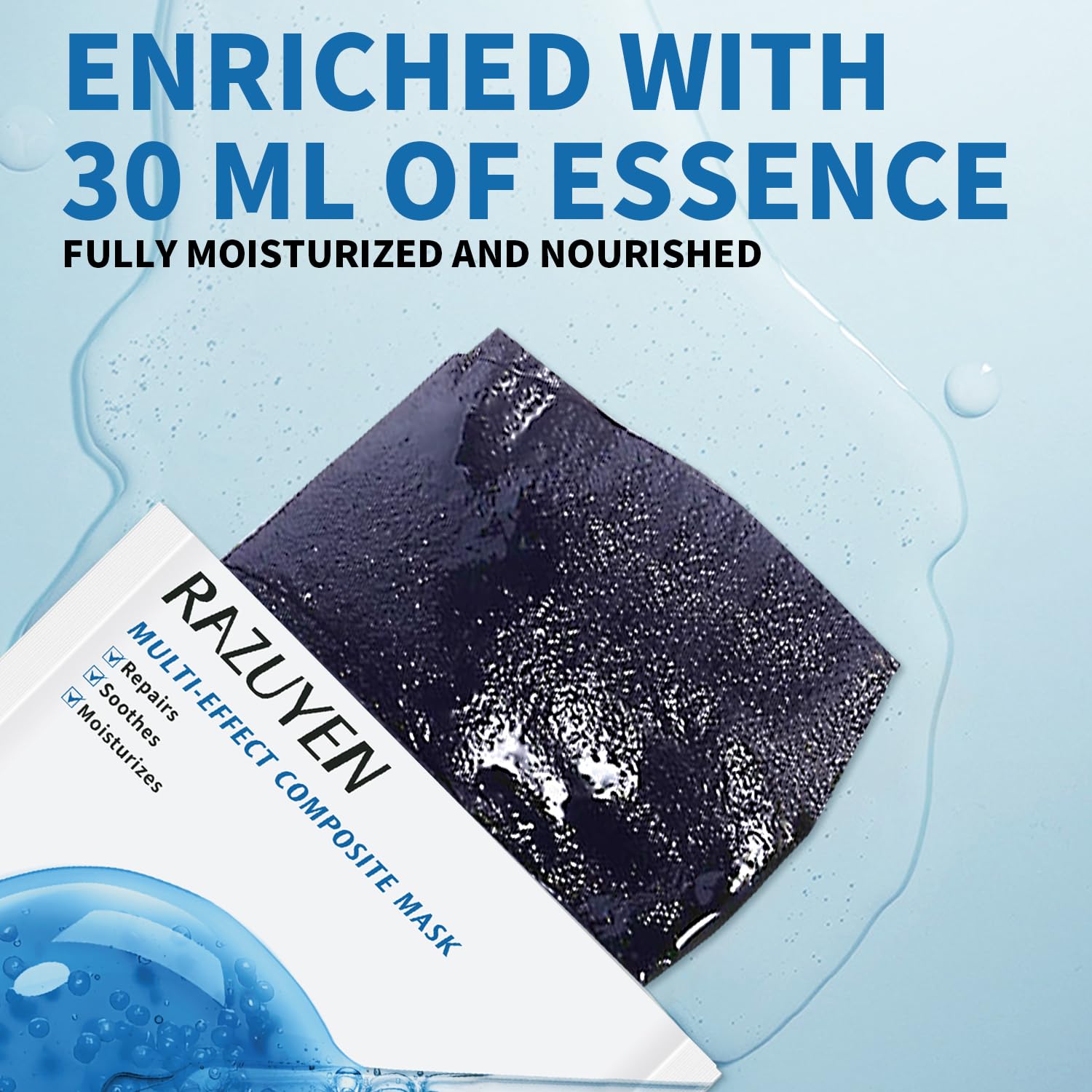 RAZUYEN Soothing Face Sheet Mask (10 Sheets), Anti-Aging, Detoxifying & Moisturizing Face Mask for Sensitive Skin with Centella Asiatica, Vitamin B5, Glass Skin Face Mask for after Microneedling - Medaid International