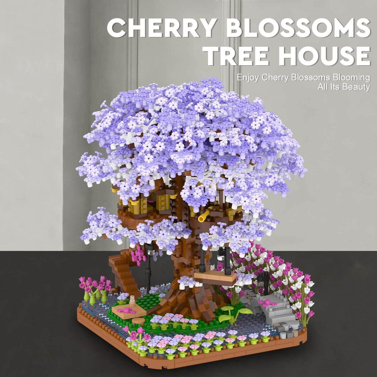 KASTWAVE Cherry Blossom Bonsai Tree Building Set, Flowers Tree House Model Sets for Adults, 2200Pcs Micro Bricks Collectible Creative Gifts for Adults Girls Boys 14+