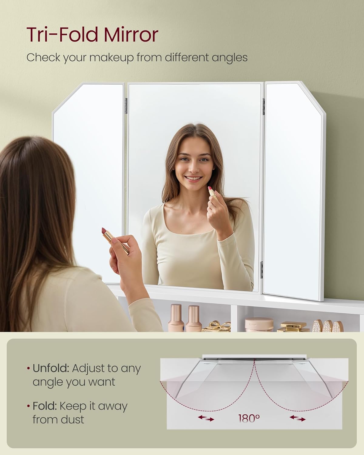 VASAGLE Modern White Dressing Table RDT115W01