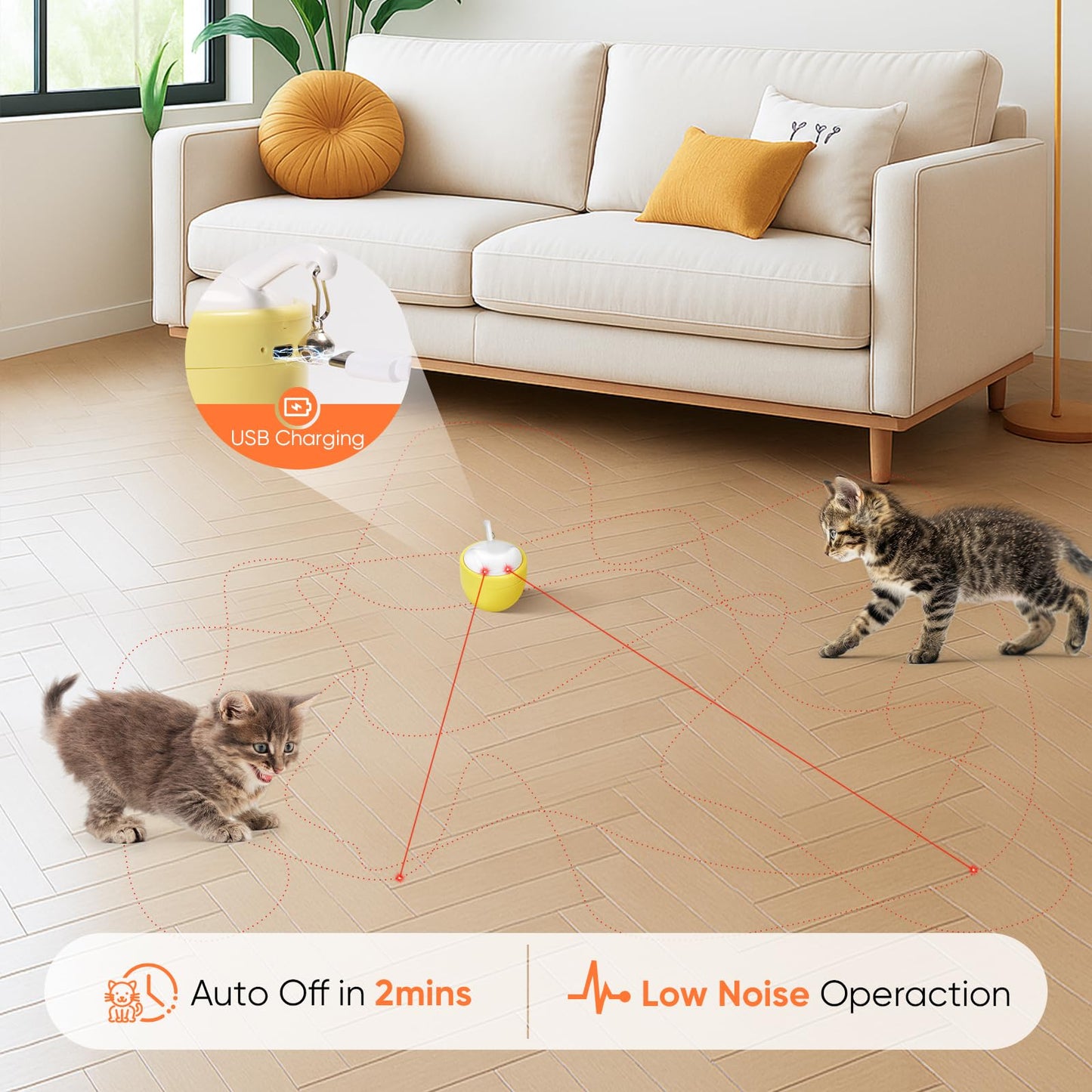 Pawingcat Cat Laser Toy Automatic Dual Laser Points Interactive Cat Enrichment Toys for Indoor Cats 3 Modes Lazer for Cats Birthday Gift - Medaid International