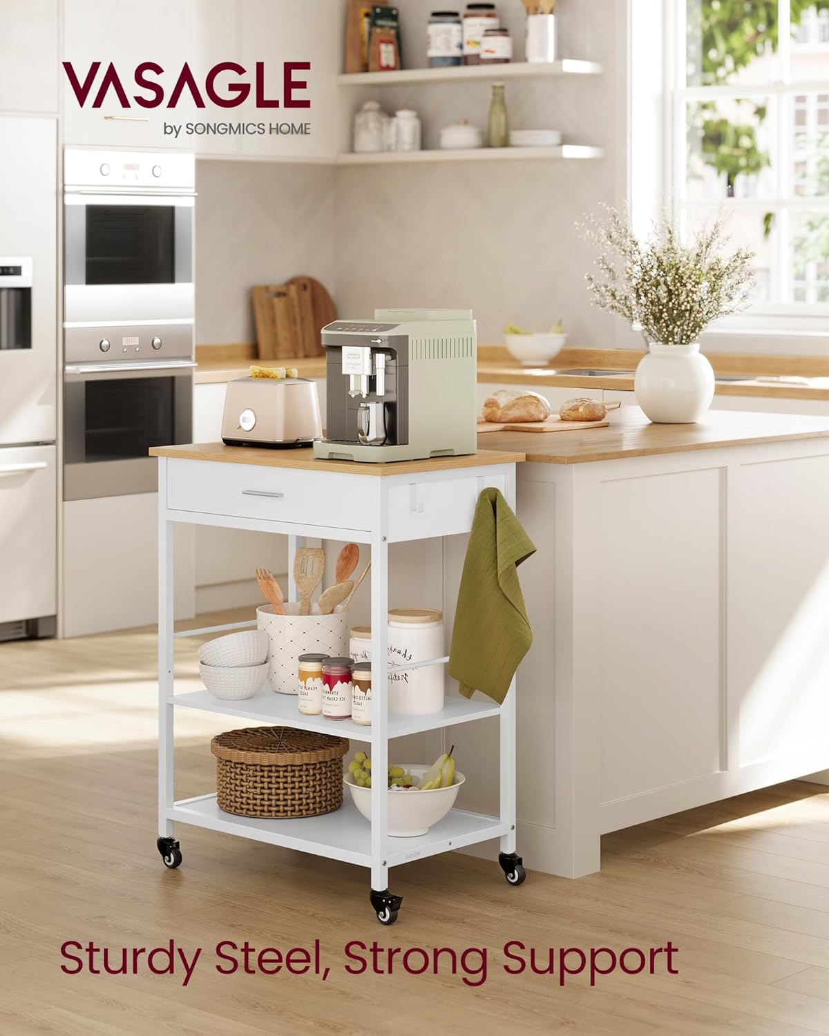 VASAGLE Mobile Kitchen Island on Wheels