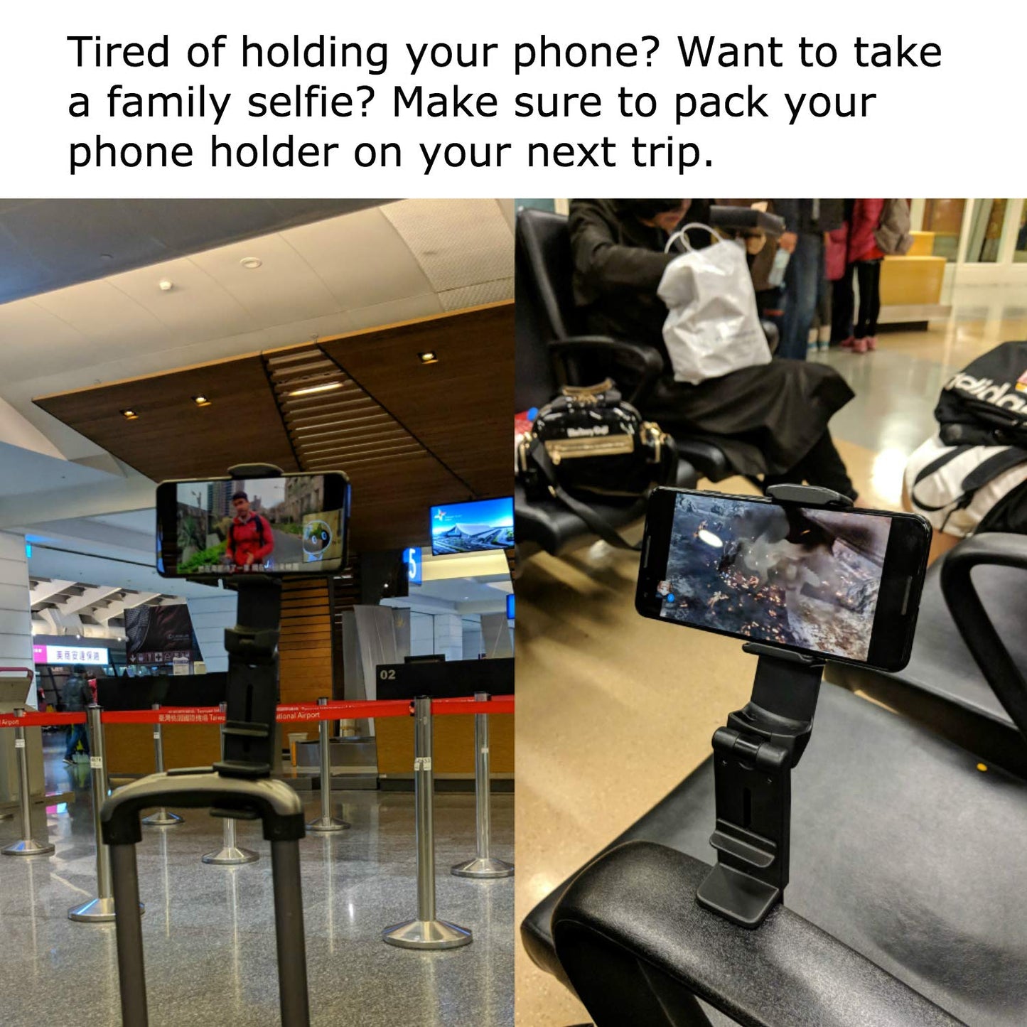 Perilogics Universal in Flight Airplane Phone Holder Mount. Hands Free Viewing with Multi-Directional Dual 360 Degree Rotation. Pocket Size Must Have Airplane Travel Essential Accessory for Flying - Medaid International