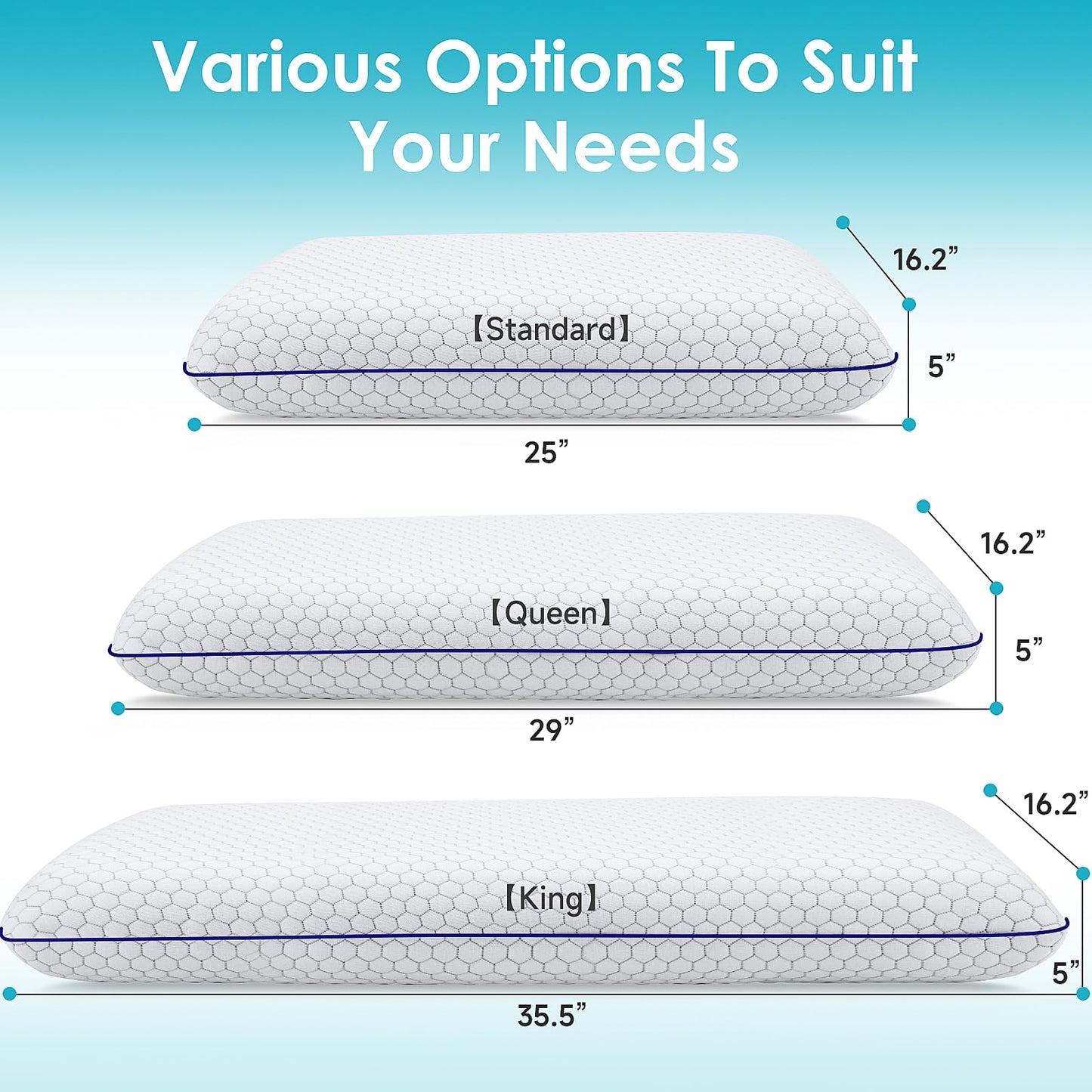 CushyOasis Memory Foam Pillows for Side, Back and Stomach Sleepers, Bed Pillow with Washable Cover and Breathable Mesh, Bed Pillow for Sleeping Standard Size (Grey) - Medaid International
