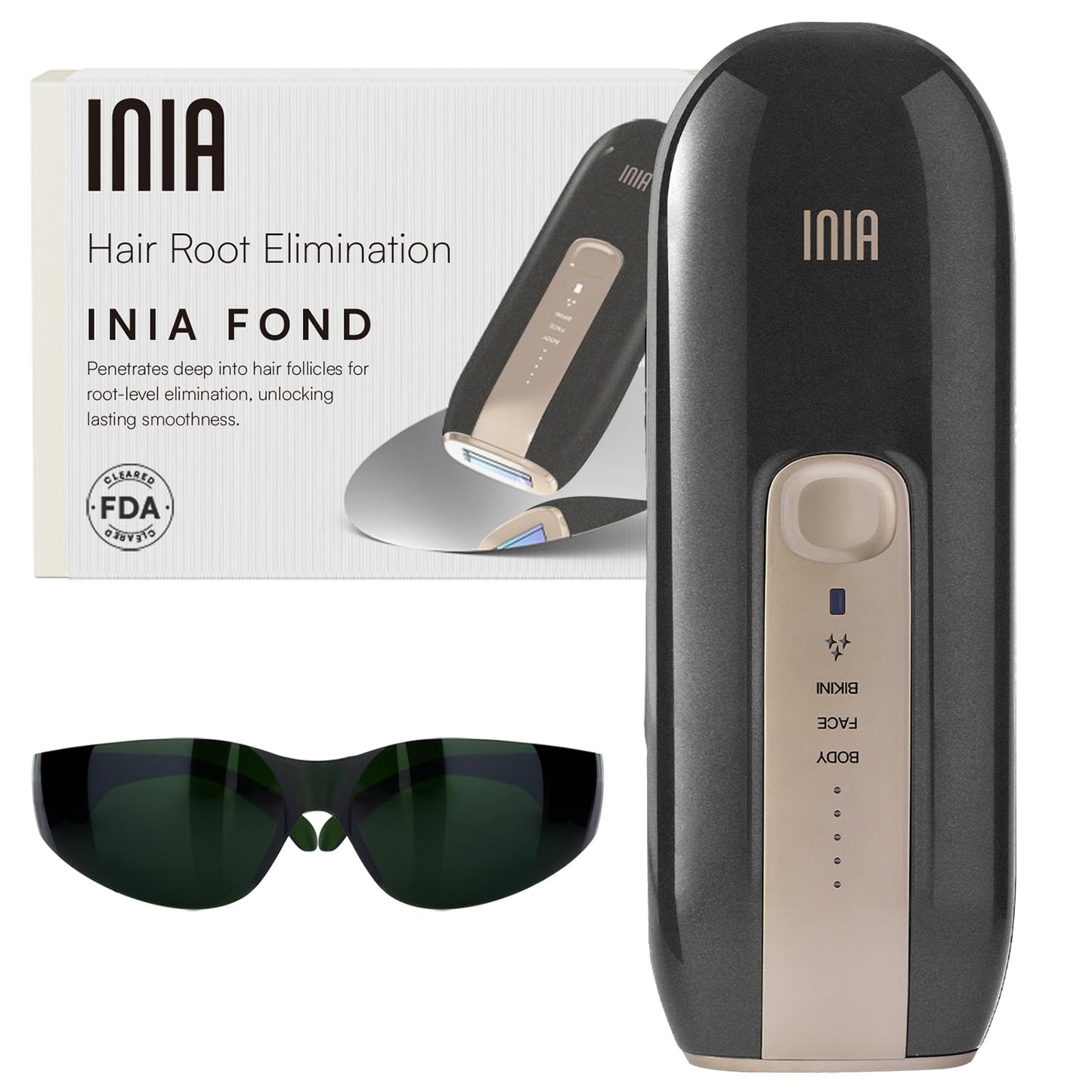 Laser Hair Removal Device for Women and Men, INIA Fond Hair Remover with Long-Lasting in Hair Reduction for Body&Face, Safe at-home Results for Armpits, Bikini and Legs - Medaid International