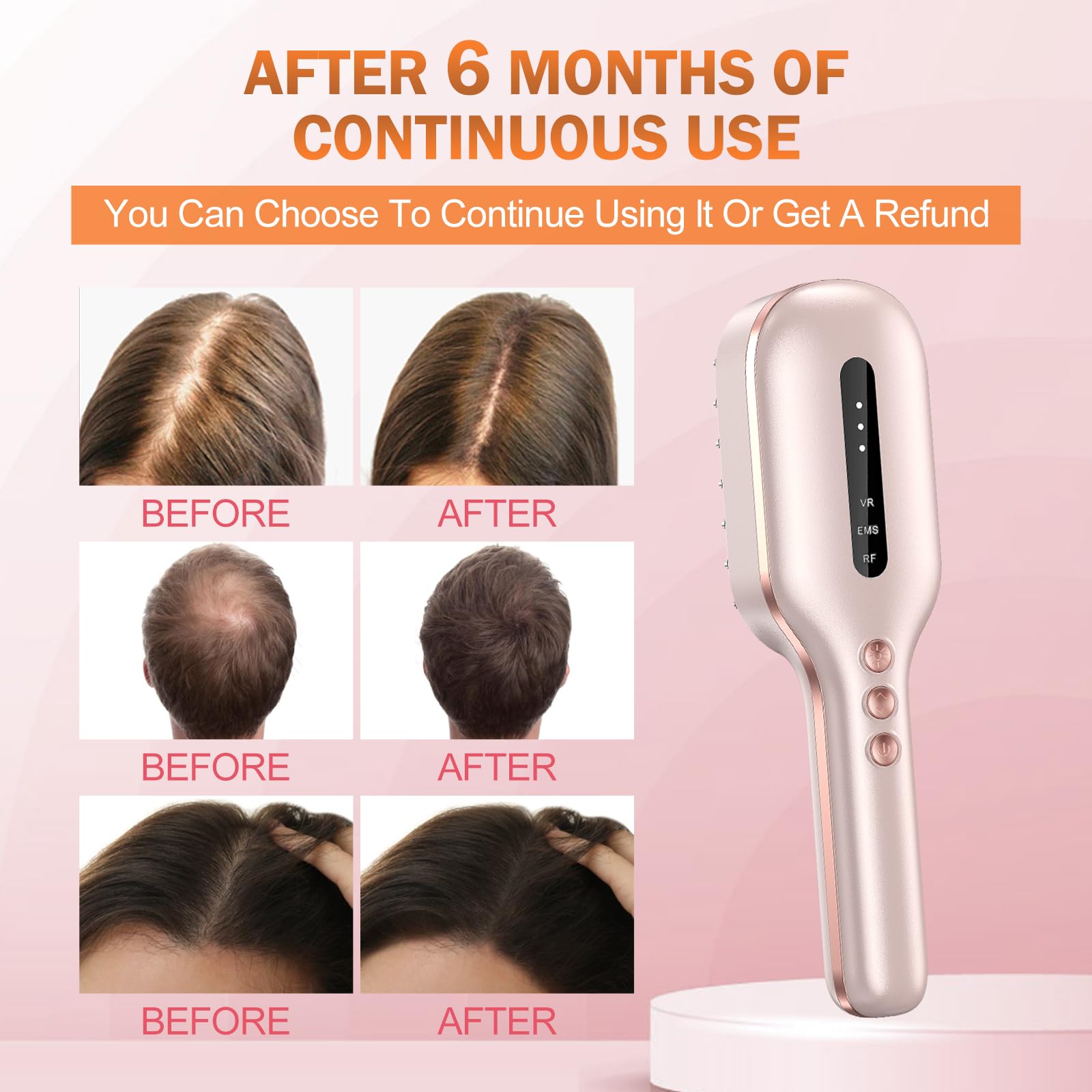 Laser Therapy Hair Growth Comb,FDA Cleared Laser Hair Growth Device Red Light Electric Scalp Massager, promote hair growth in women and men,Red Blue Light - Medaid International