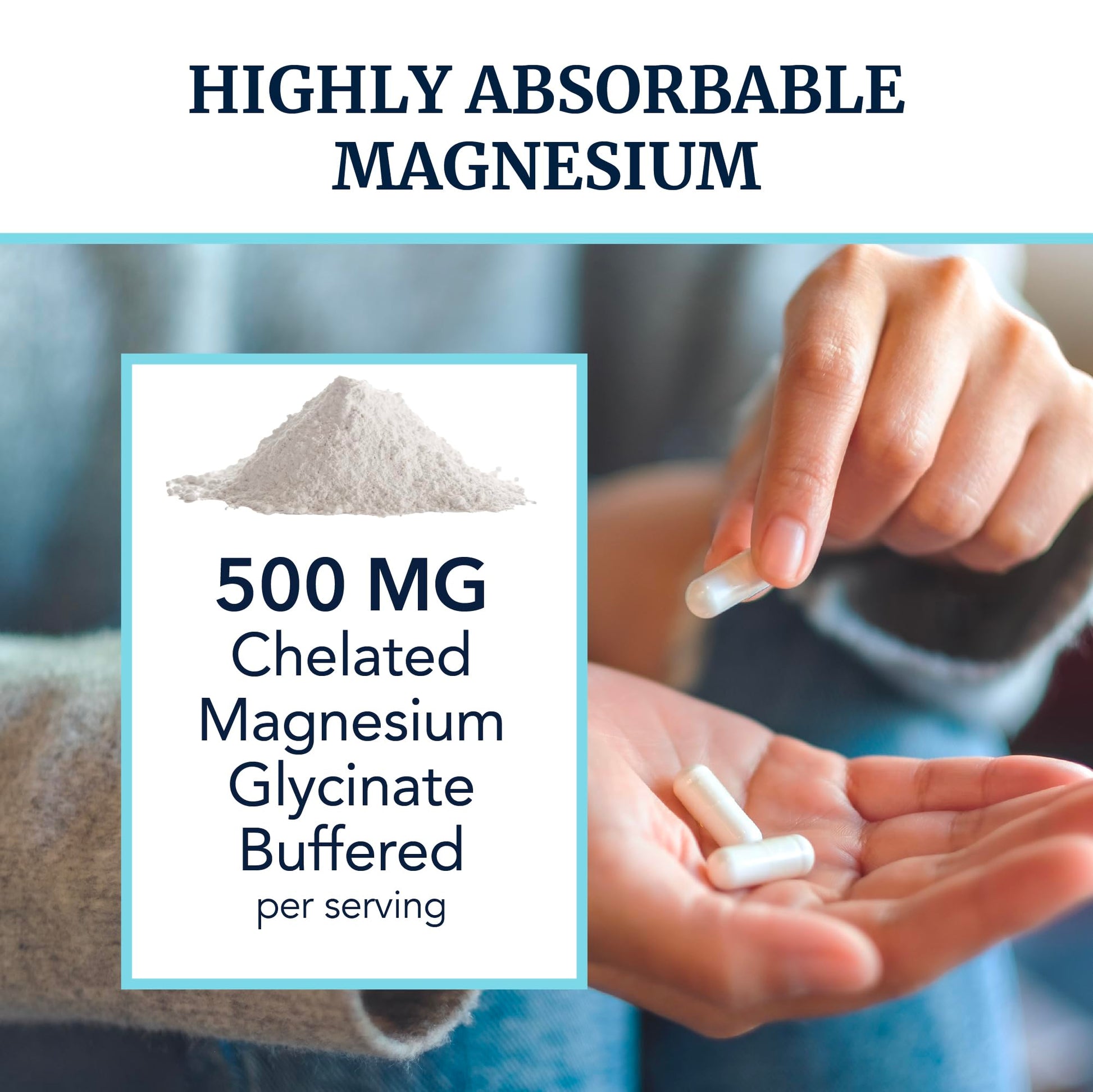 Magnesium Glycinate 500mg | High Absorption | Chelated for Muscle Relaxation, Bones, Heart, Nerve, Sleep & Calm Support for Women & Men | Magnesium Chelate Supplement & Bisglycinate Complex | 120ct - Medaid International