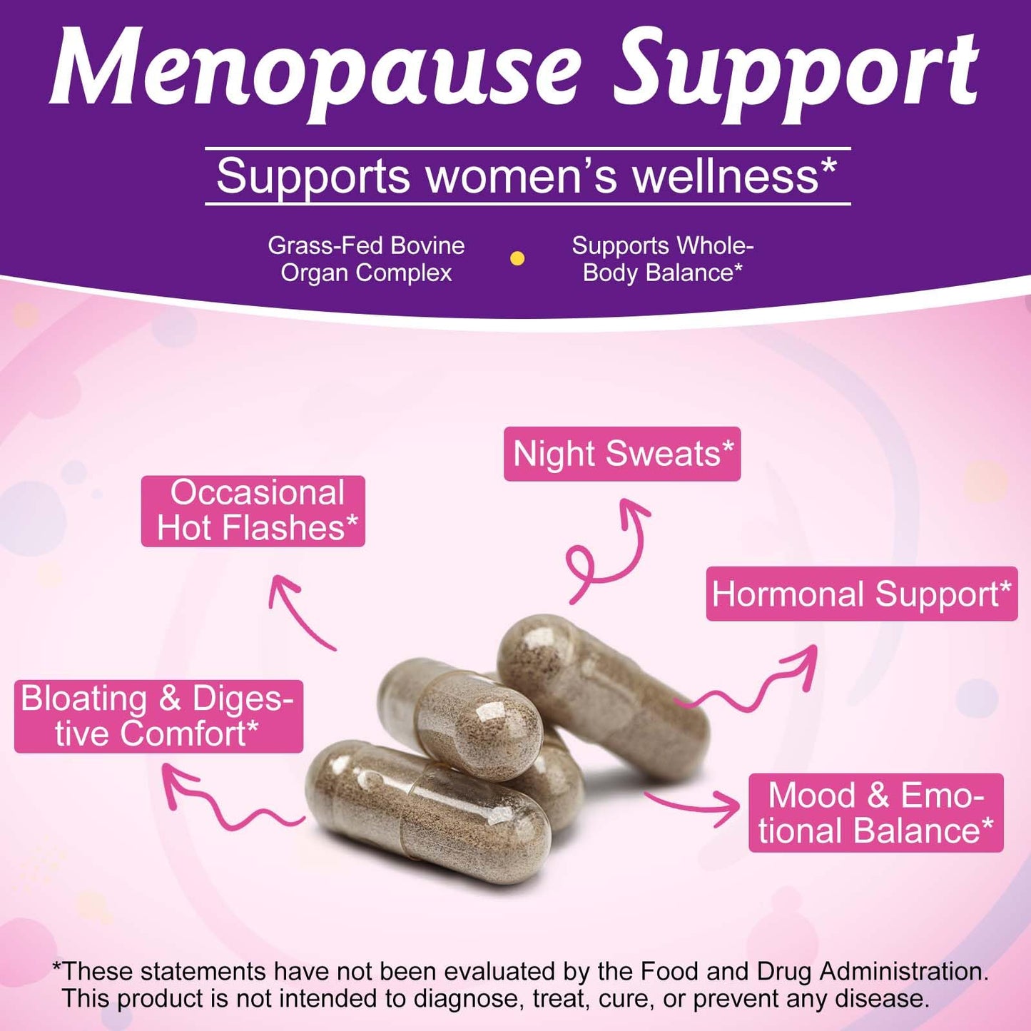 Beef Organ Supplement for Women with Beef Liver, Kidney, Heart and Uterus Tissue, Supports Women's Overall Wellness, Hormone Balance, Energy, Skin Health, 100% Grass Fed, Non-GMO, 60 Capsules - Medaid International