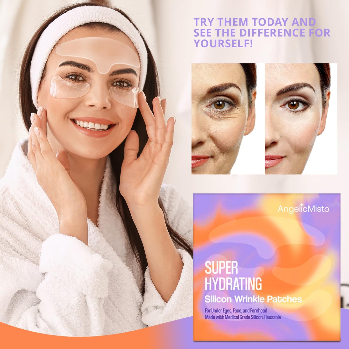 AngelicMisto Reusable Silicone Patches for Under Eye, Face and Forehead Wrinkles - Medaid International