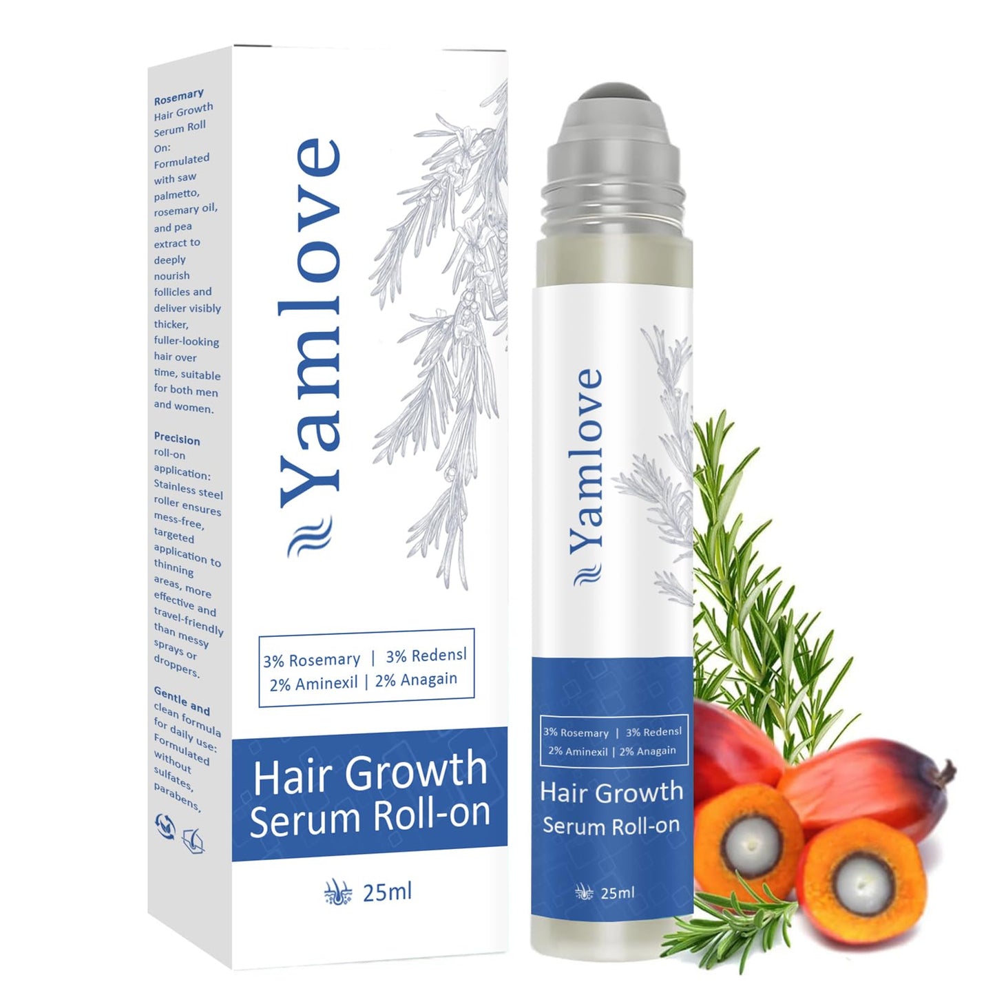 Rosemary Hair Growth Serum, 25ml, with Redensyl and Anagain, Roll-On, Reduces Hair Fall, For All Hair Types (1) - Medaid International
