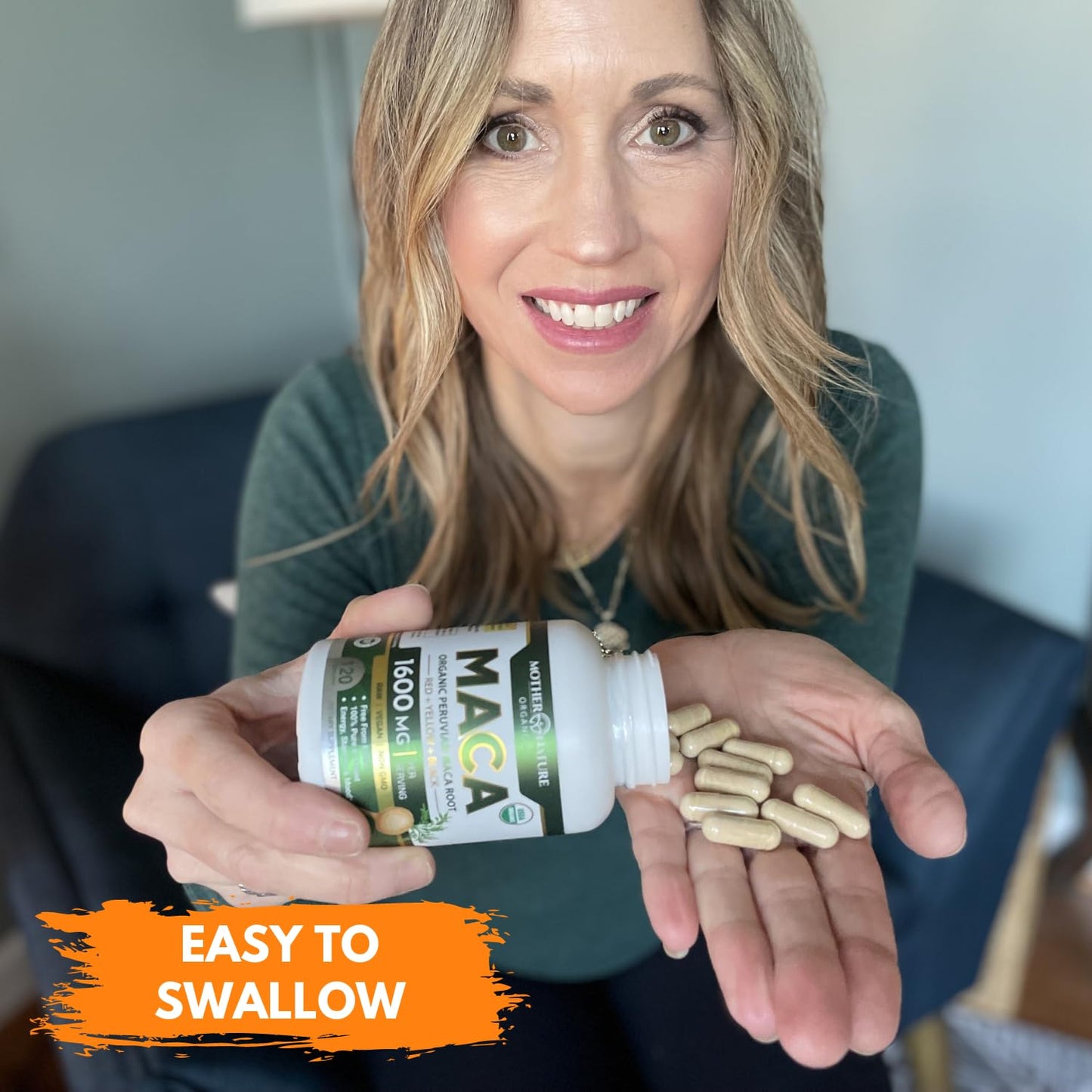 Mother Nature Organic Maca Root Capsules – 1600mg, 120 Vegan Capsules – Non GMO Peruvian Yellow, Red & Black Maca for Men & Women - Energy, Hormone, Brain & Weight Well-Being - Medaid International