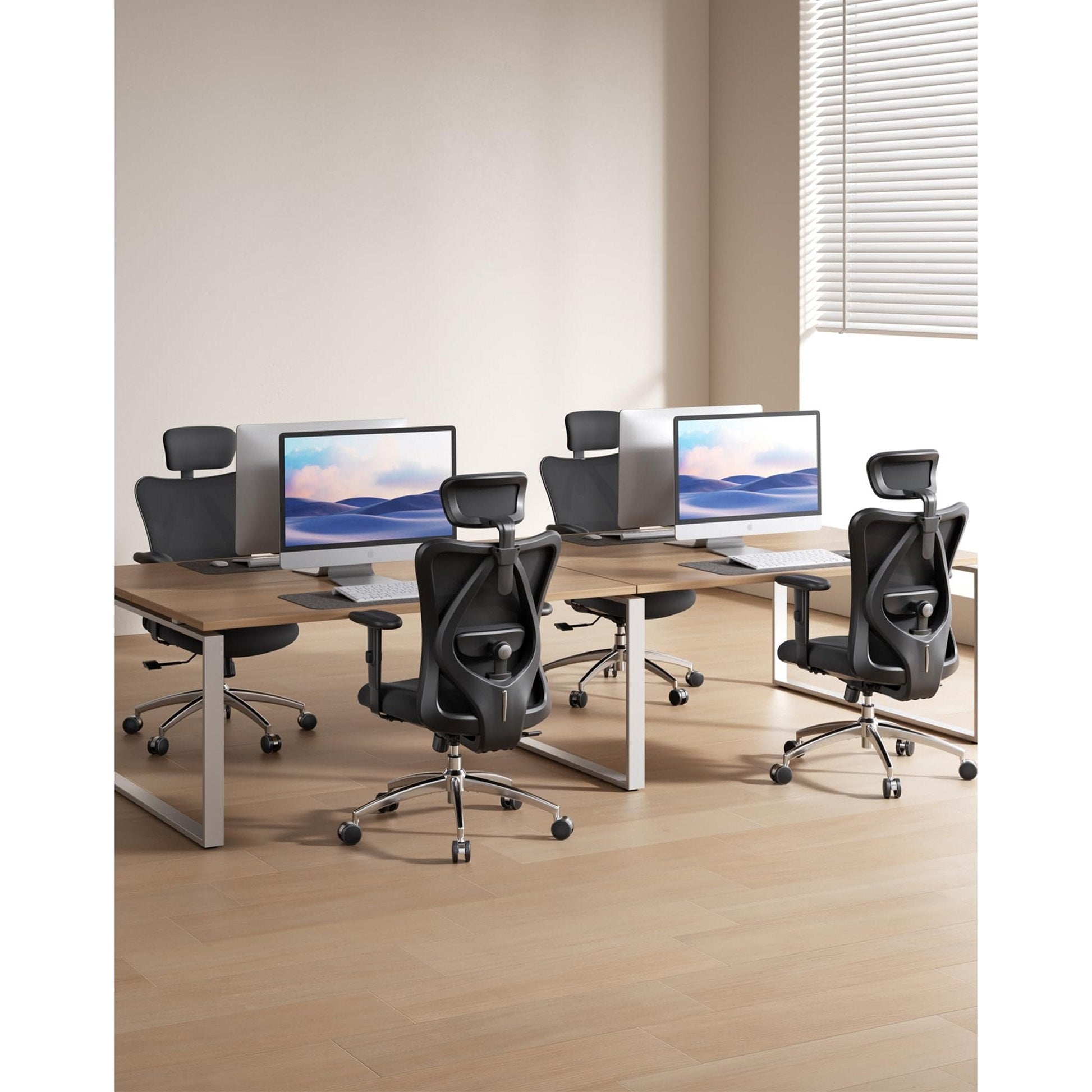 SIHOO M18 Ergonomic Office Chair for Big and Tall People Adjustable Headrest with 2D Armrest Lumbar Support and PU Wheels Swivel Tilt Function Black - Medaid International