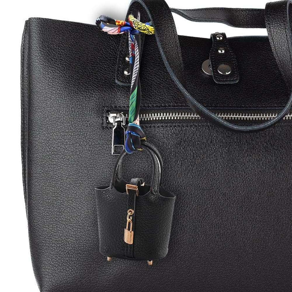 TERRIFI Mini Leather Bag Charm Keychain, Cute Handbag Charm Accessory for Purse Decoration, Key Ring Pendant for Women