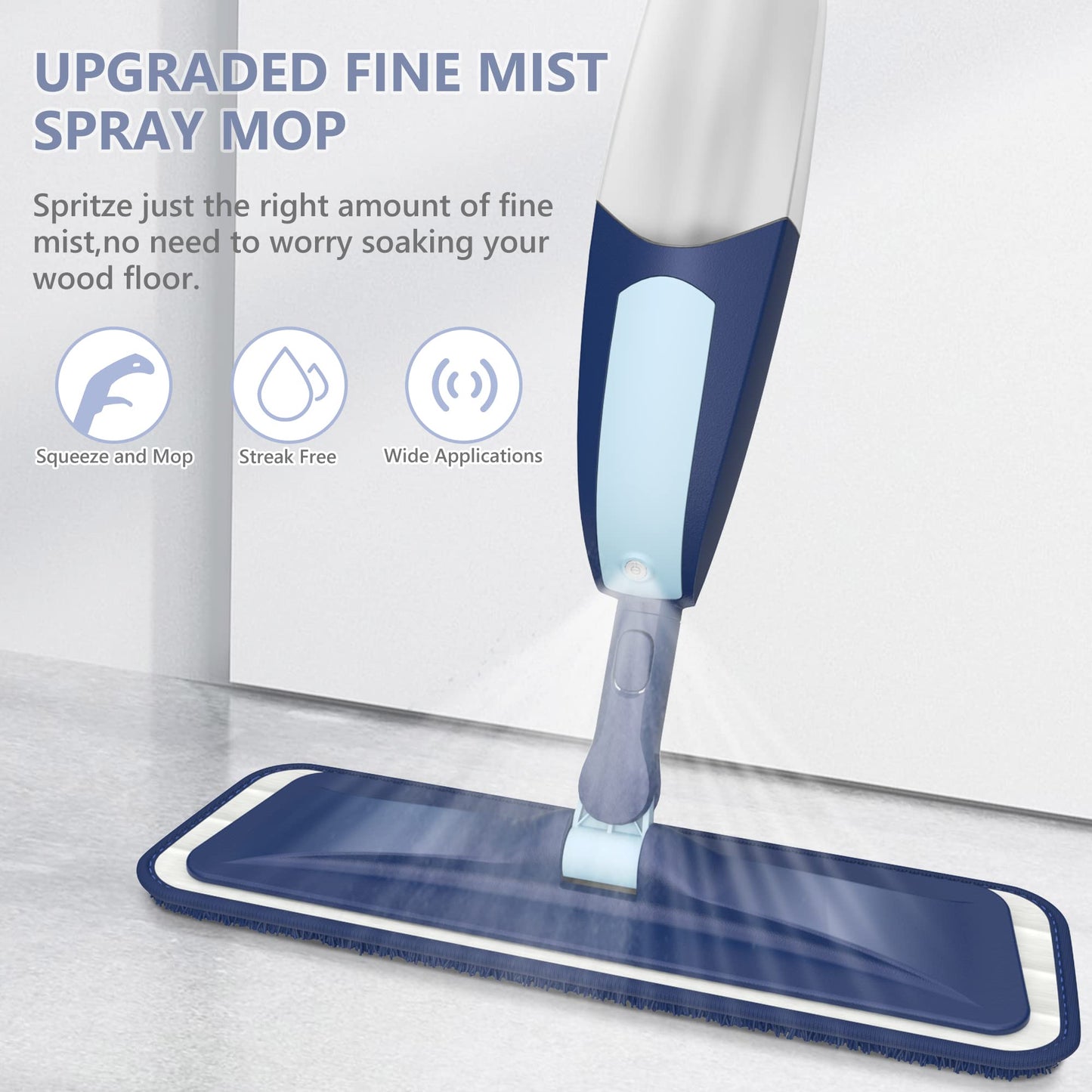 Spray Mops for Floor Cleaning, TRAV-ROUND Microfiber Wood Floor Mop with 5 Reusable Washable Pads for Dry Wet Cleaning on Hardwood Laminate Wood Ceramic Vinyl Tile - Medaid International