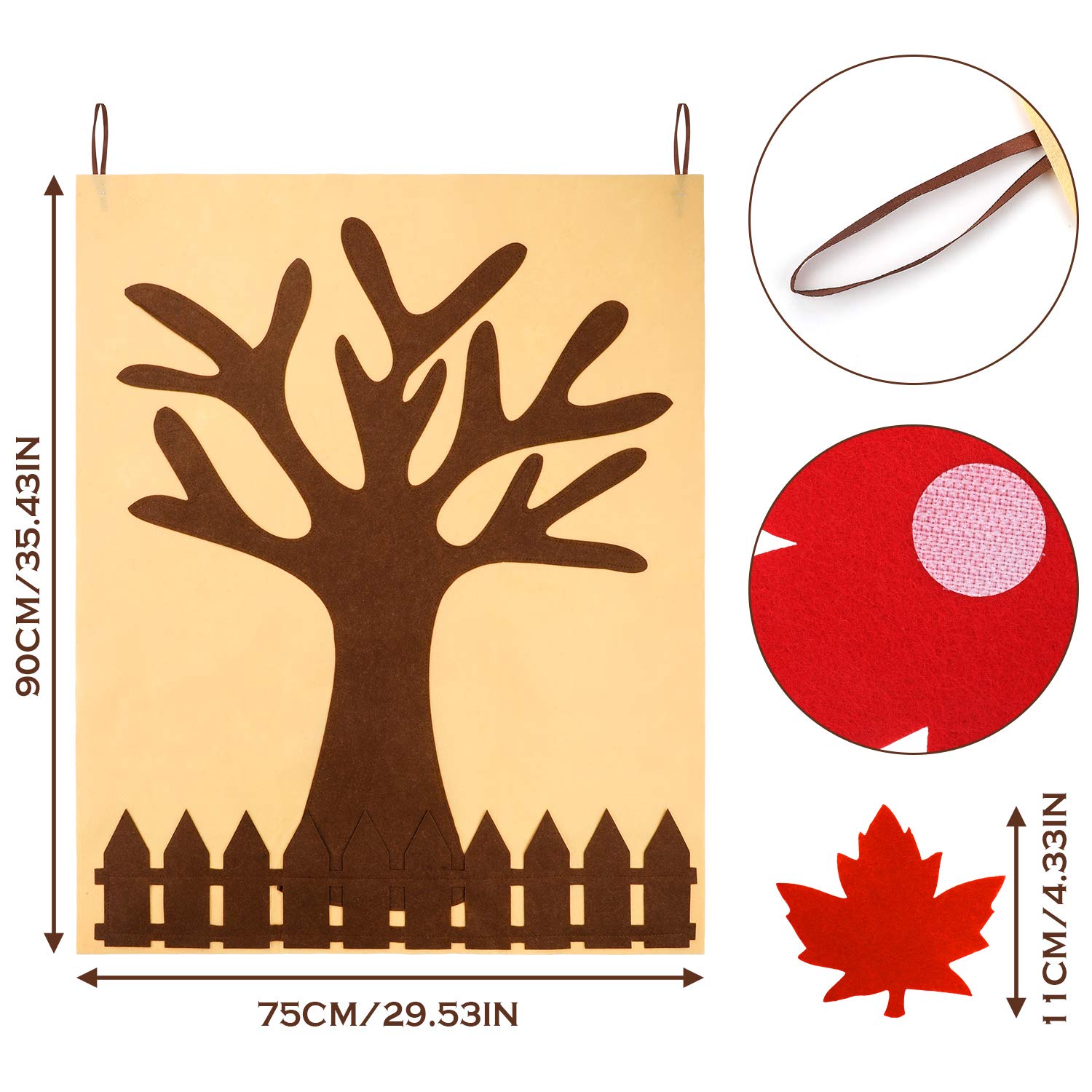 Fall Tree of Thanks Craft Kit Felt Fall Decorations Fall Tree Board with 60 Pieces Autumn Leaf Maple Leaves Ornaments Autumn Bulletin Board for DIY Craft Thanksgiving Decorations - Medaid International