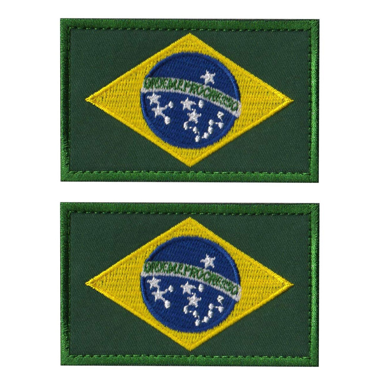 2 PCS AliPlus Brazil Flag Patches Embroidered Tactical Military Morale Patch Applique Fastener Hook and Loop - Medaid International