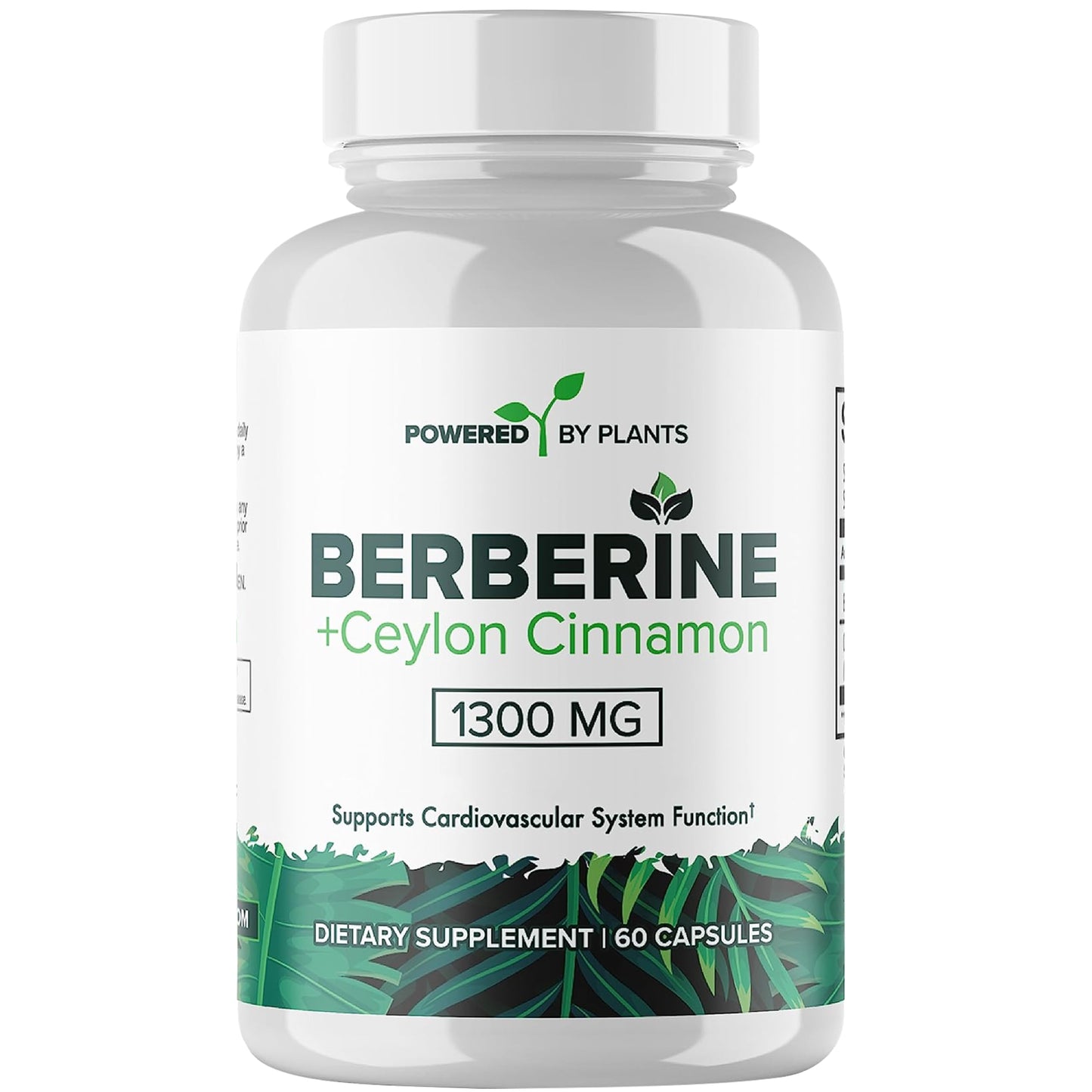 POWERED X PLANTS Pure Berberine Supplement - 1300mg Berberine with Ceylon Cinnamon for Metabolism & Immune System Support - 60 Servings - Medaid International