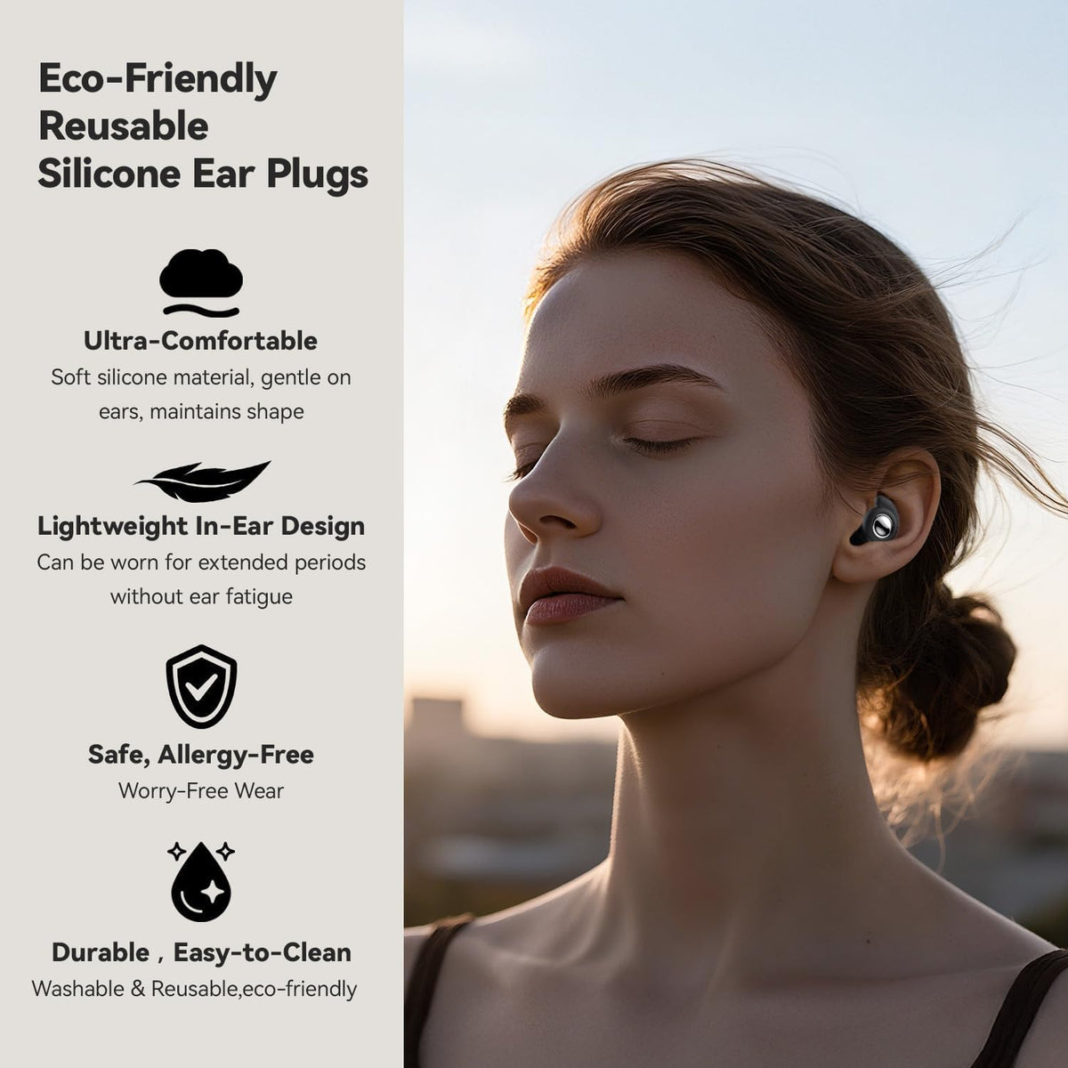 KASTWAVE Noise Cancelling Ear Plugs for Sleep, 45dB Silicone Earplugs for Sleeping, Travel, Work, Hearing Protection, 8 Tips in 4 Sizes S/M/L/XL, Comfortable Soft Side Sleepers Ear Plugs
